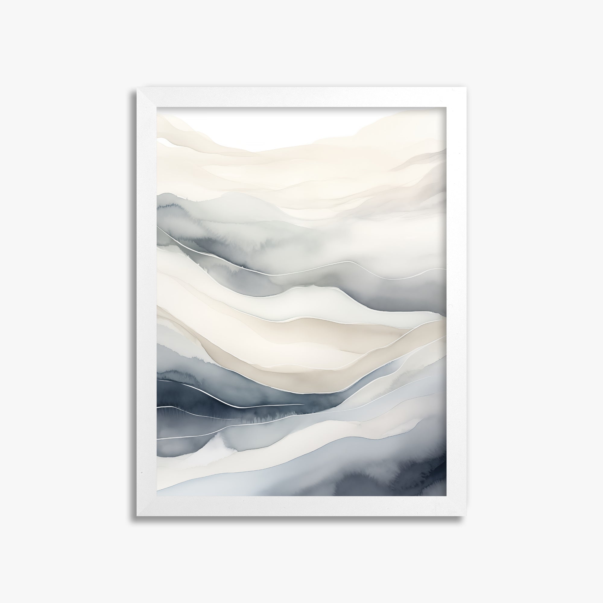 Misty Mountains Flow, 30x40cm Framed Poster With White Frame