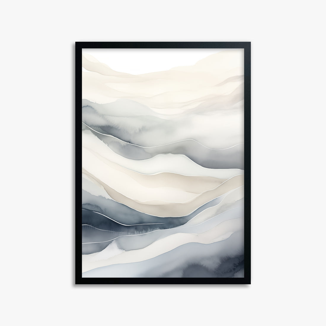 Misty Mountains Flow, 50x70cm Framed Poster With Black Frame