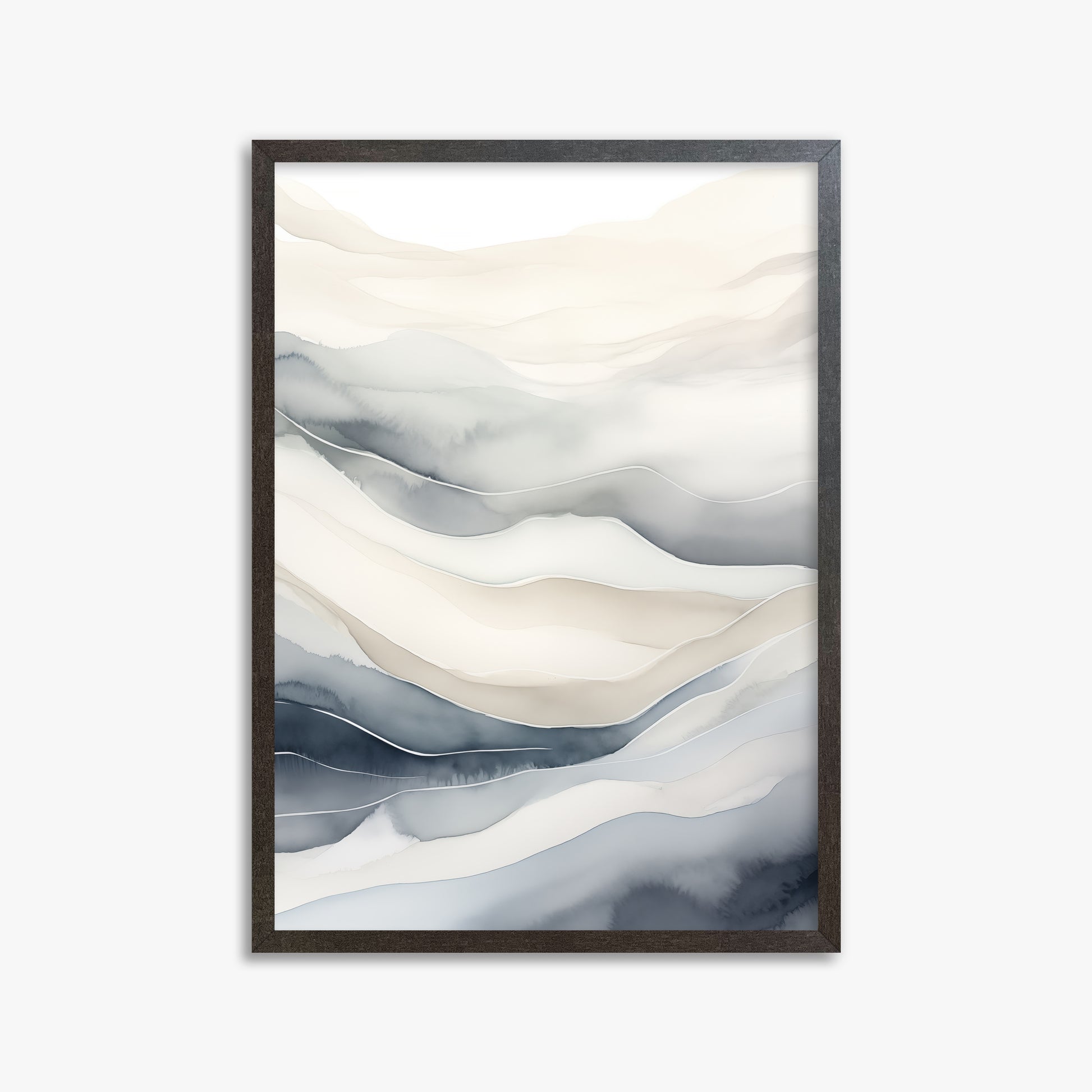 Misty Mountains Flow, 50x70cm Framed Poster With Espresso Frame