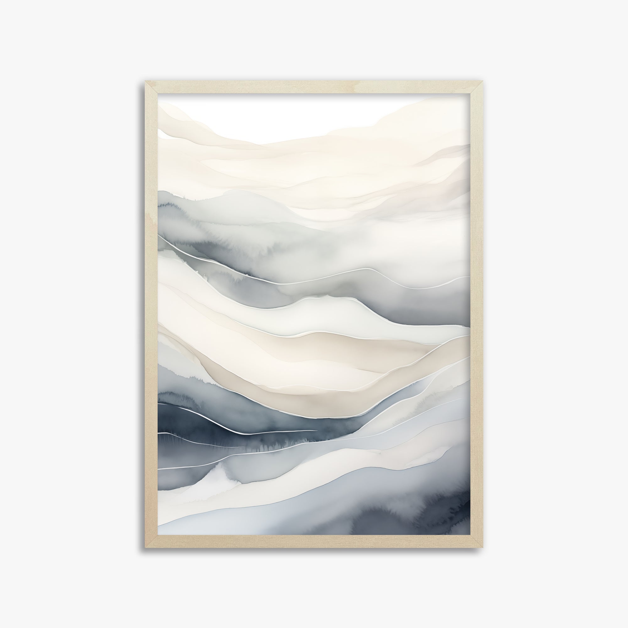 Misty Mountains Flow, 50x70cm Framed Poster With Lime Wood Frame