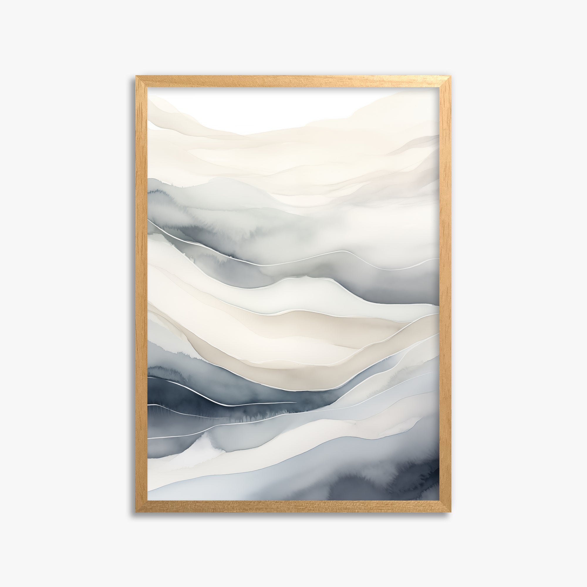 Misty Mountains Flow, 50x70cm Framed Poster With Oak Frame