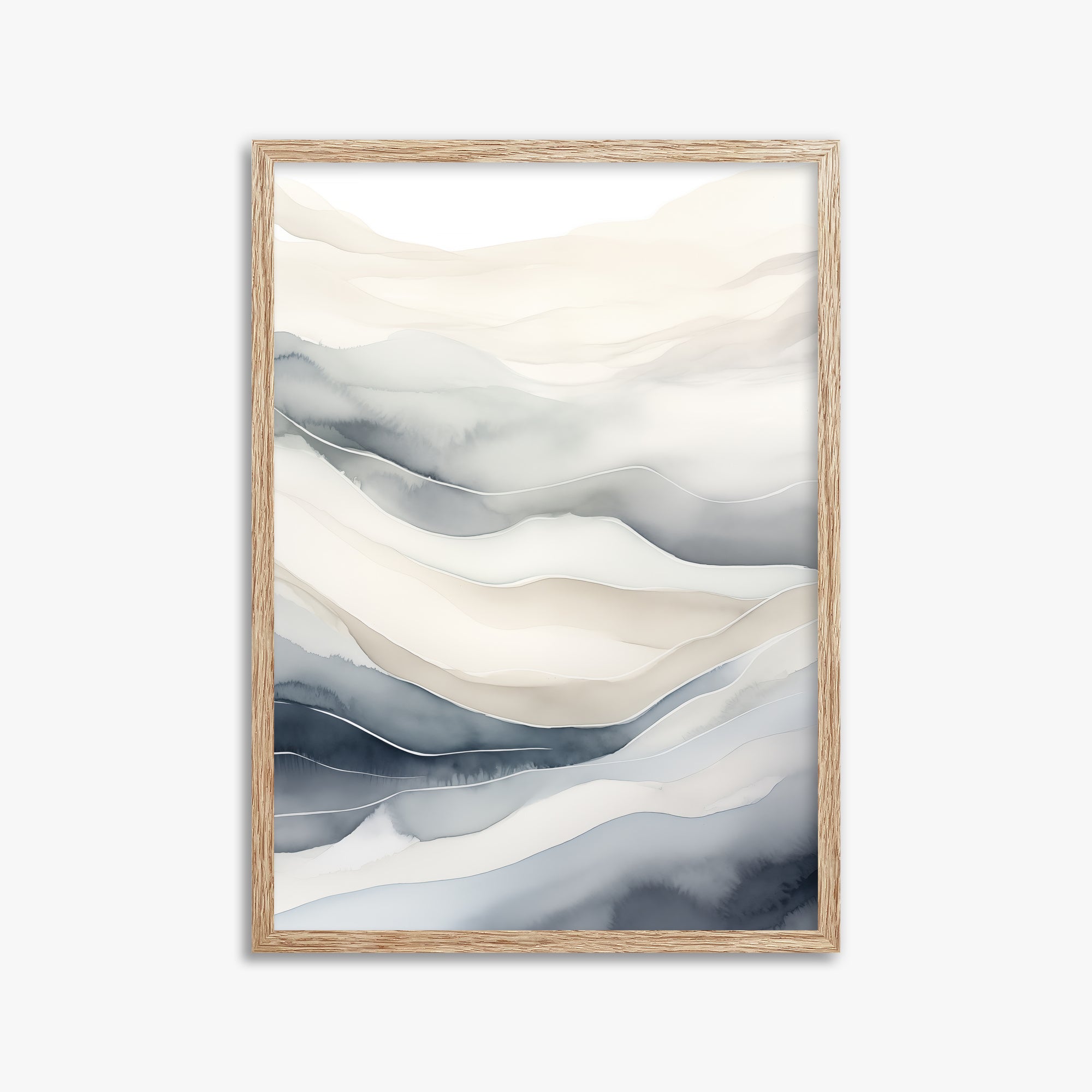 Misty Mountains Flow, 50x70cm Framed Poster With Raw Oak Frame