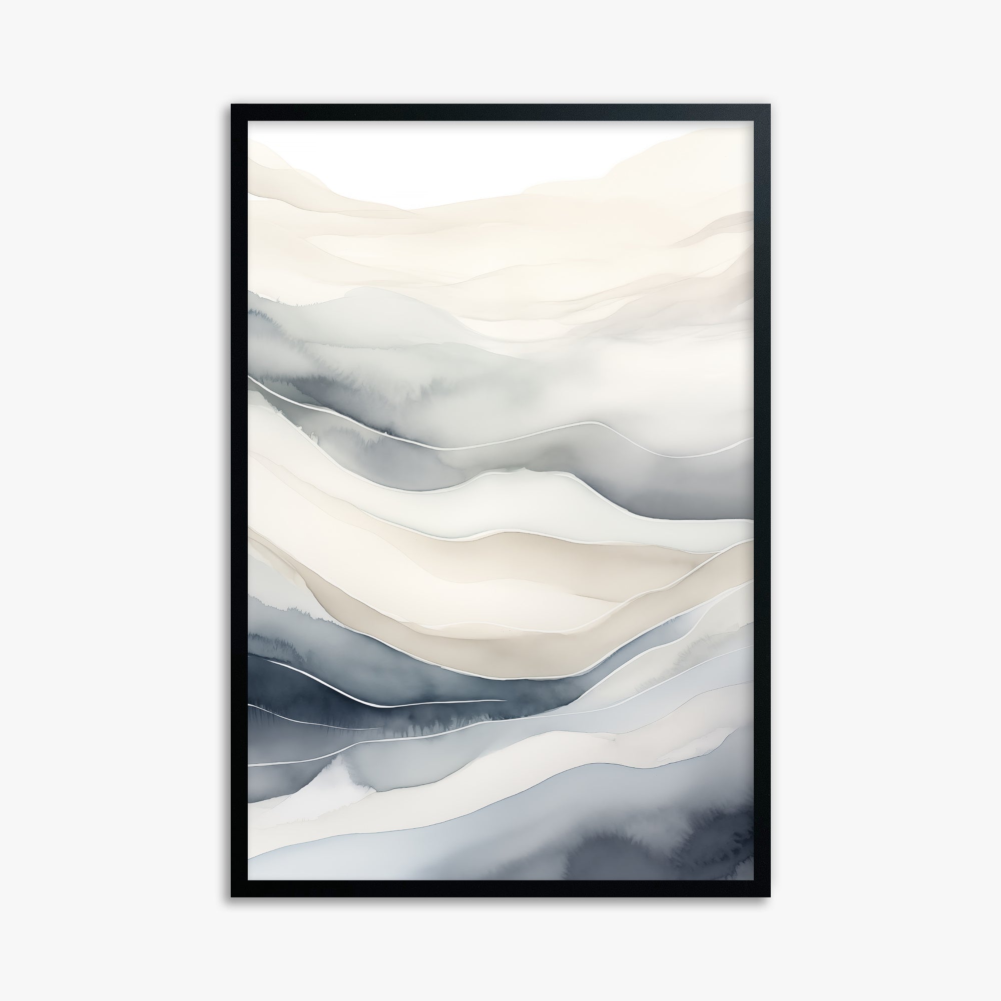 Misty Mountains Flow, 61x91cm Framed Poster With Black Frame