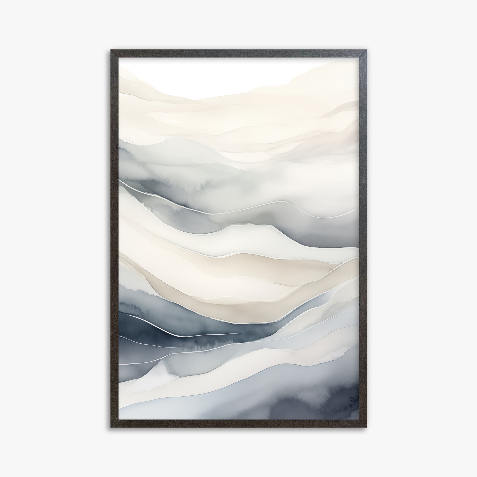 Misty Mountains Flow, 61x91cm Framed Poster With Espresso Frame