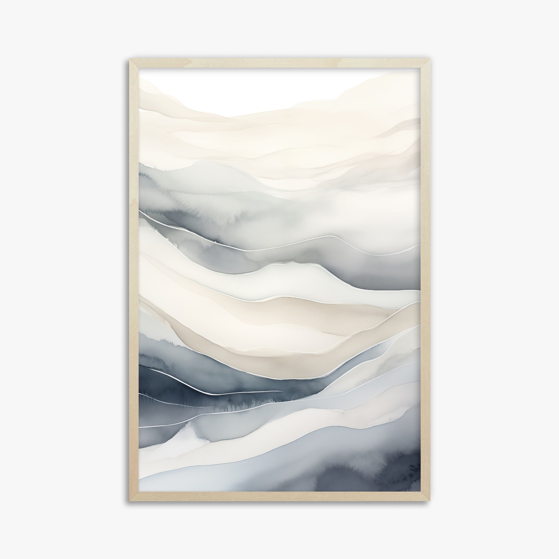 Misty Mountains Flow, 61x91cm Framed Poster With Lime Wood Frame