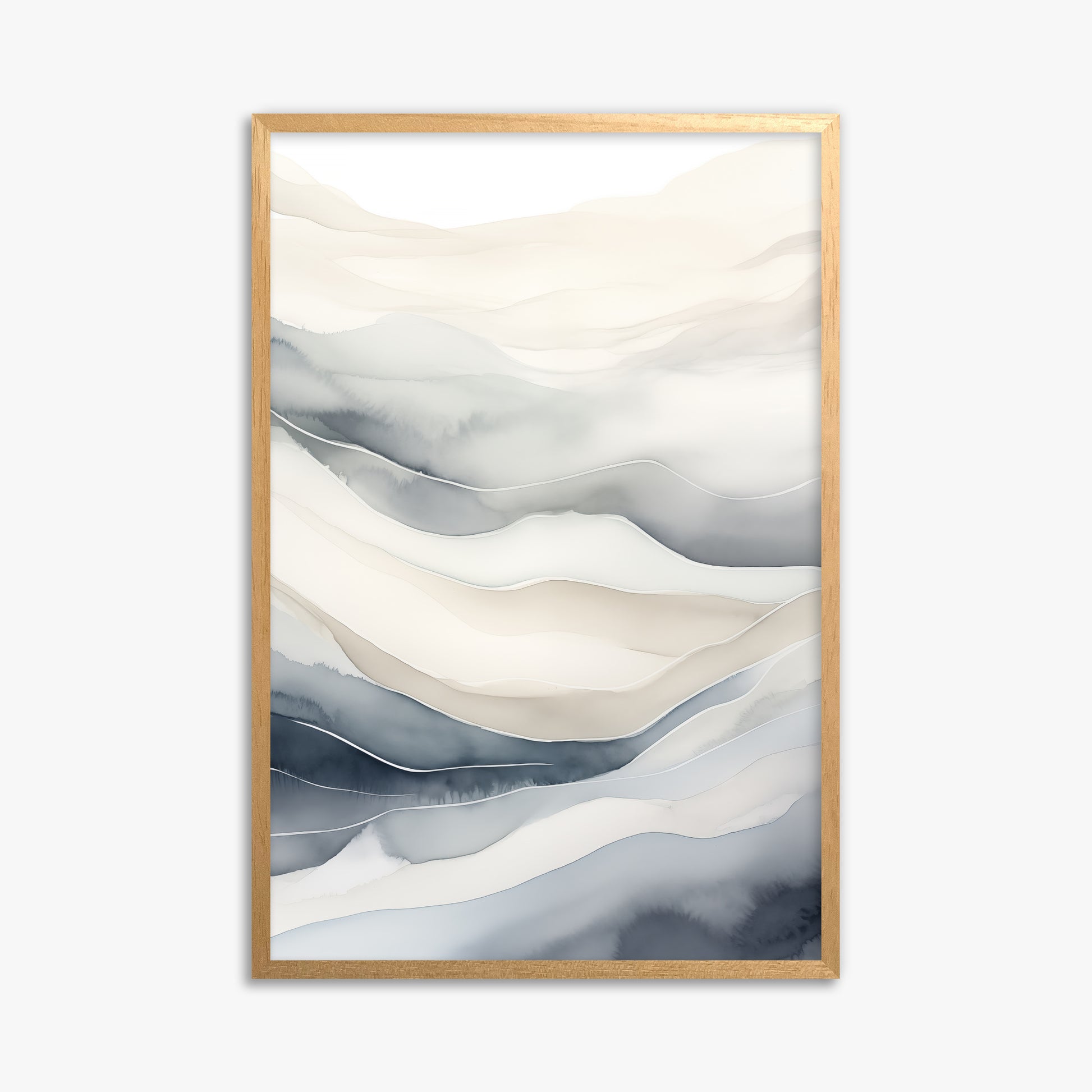 Misty Mountains Flow, 61x91cm Framed Poster With Oak Frame