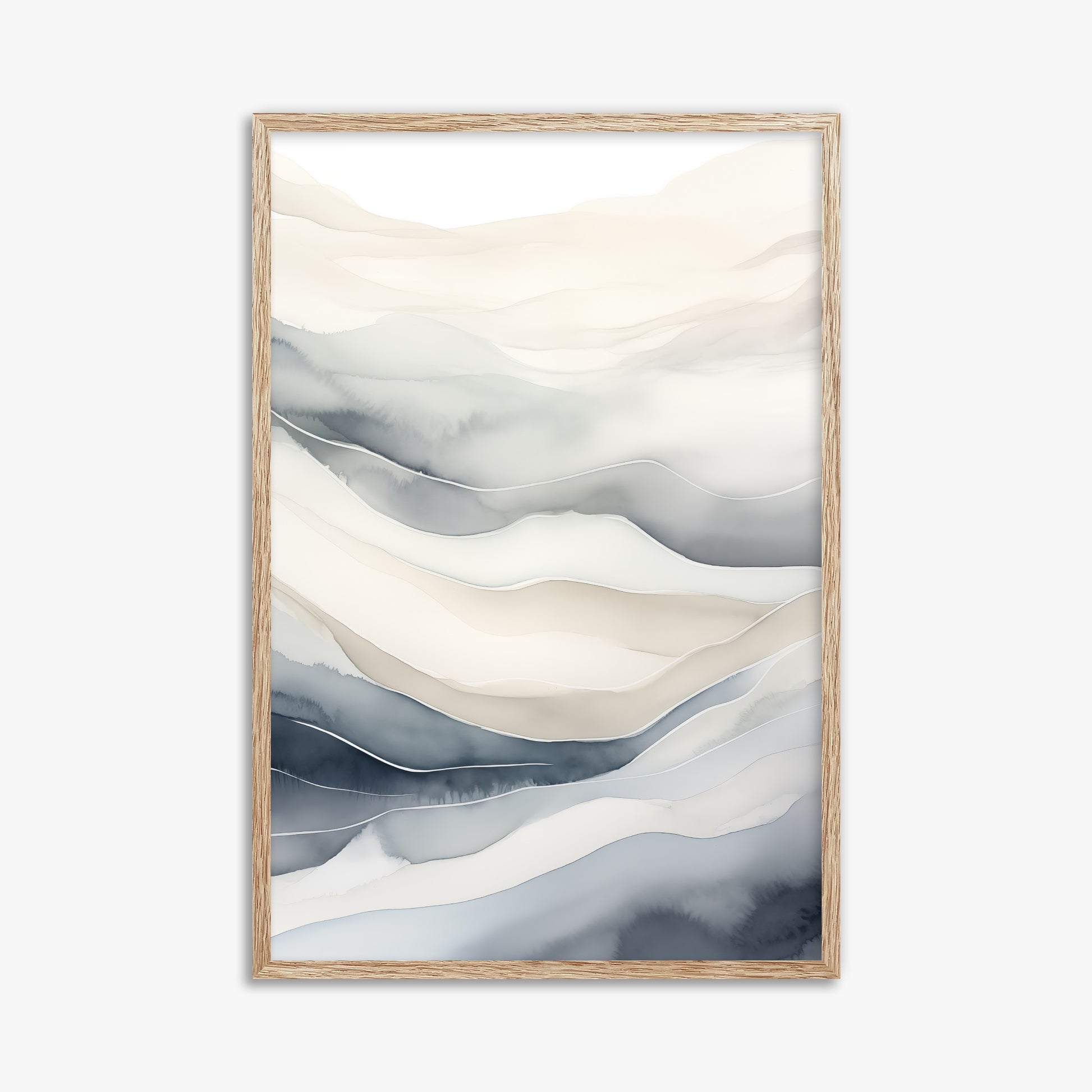 Misty Mountains Flow, 61x91cm Framed Poster With Raw Oak Frame
