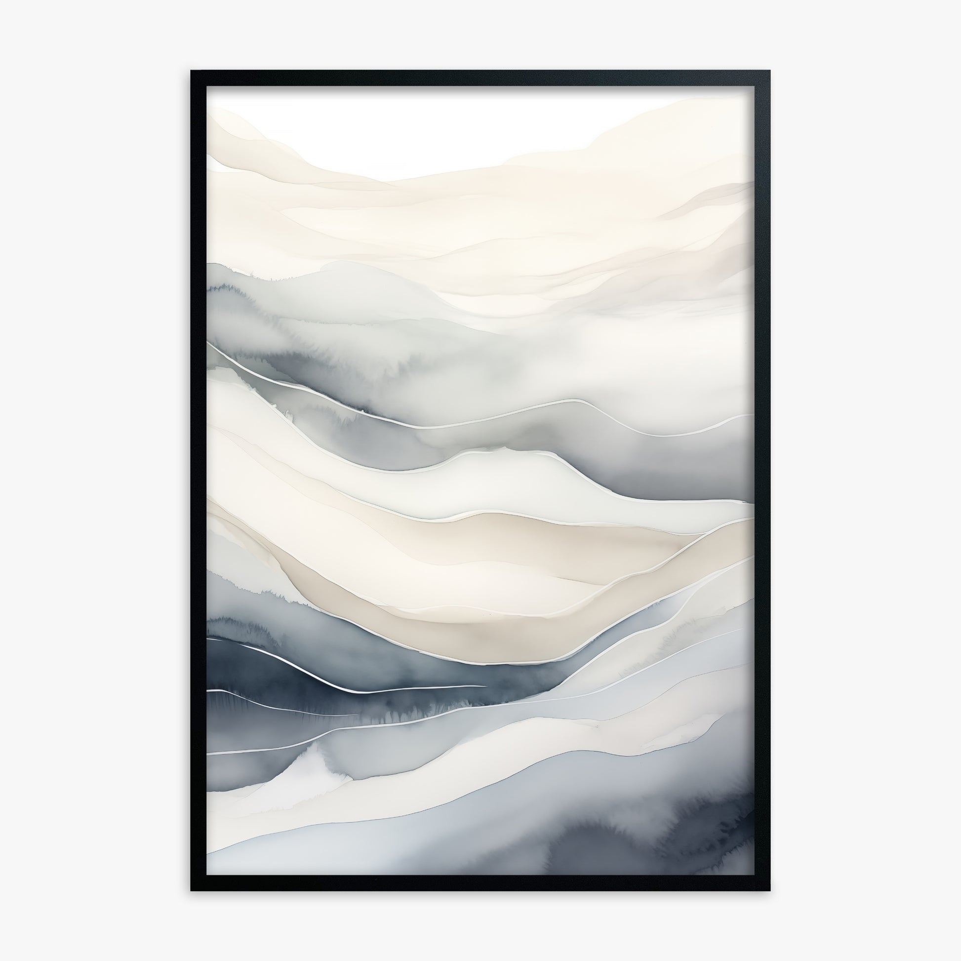 Misty Mountains Flow, Black Framed Poster With Black Frame