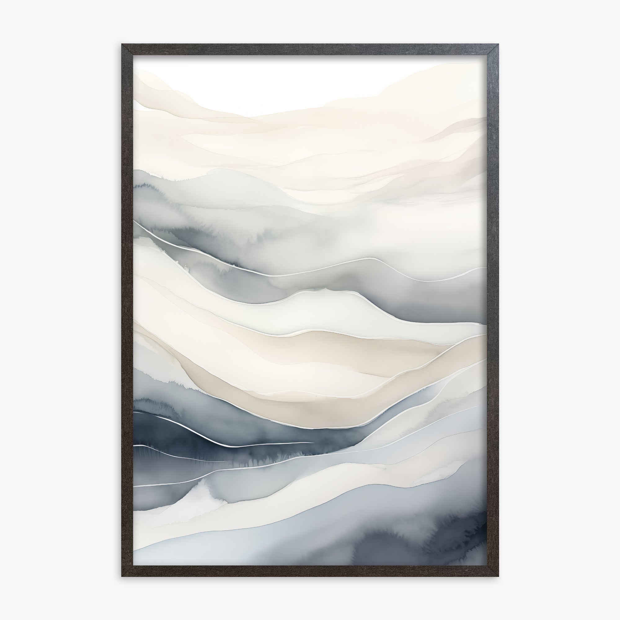 Misty Mountains Flow, 70x100cm Framed Poster With Espresso Frame