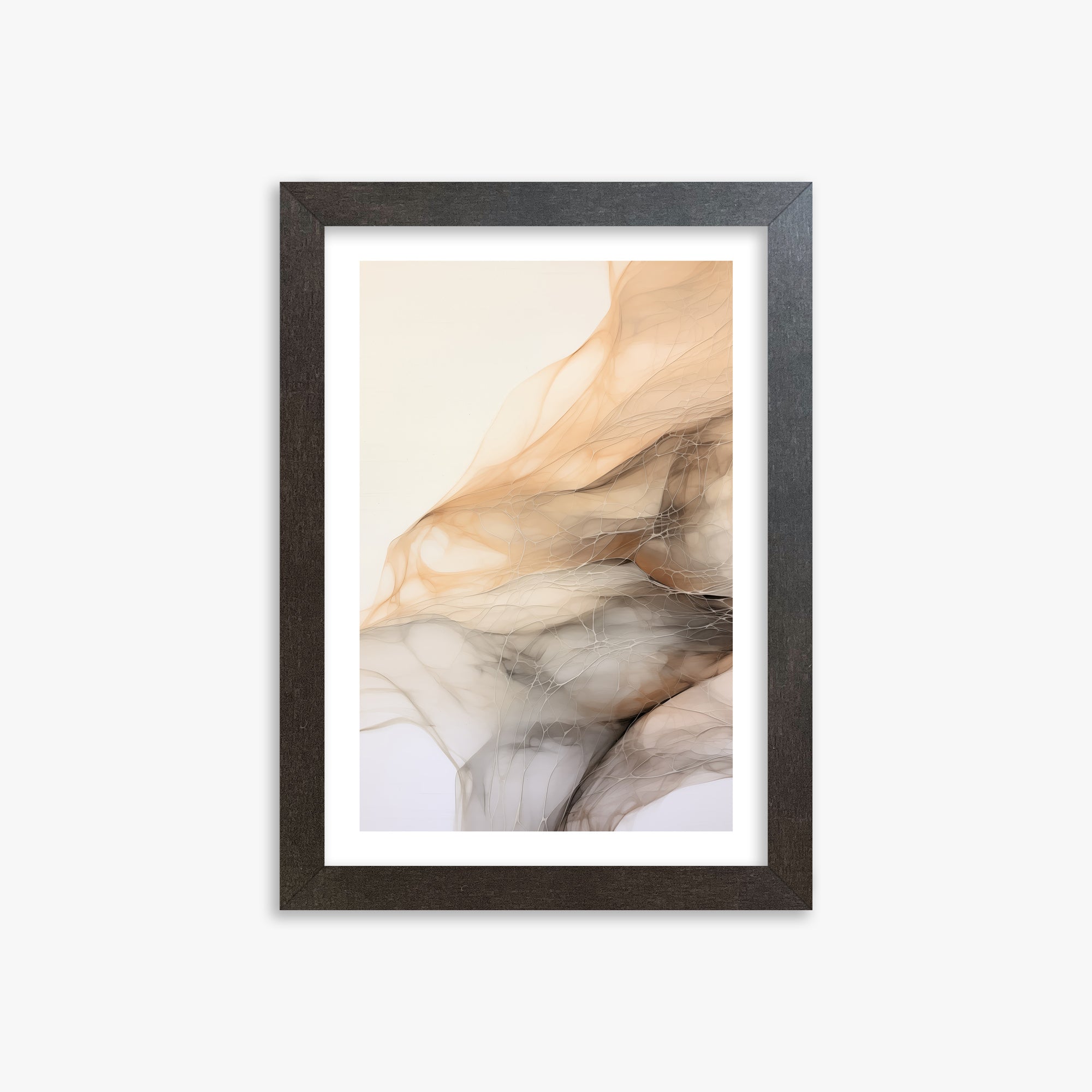 Sepia Vein Web, 21x30cm Framed Art Reproduction With Espresso Frame