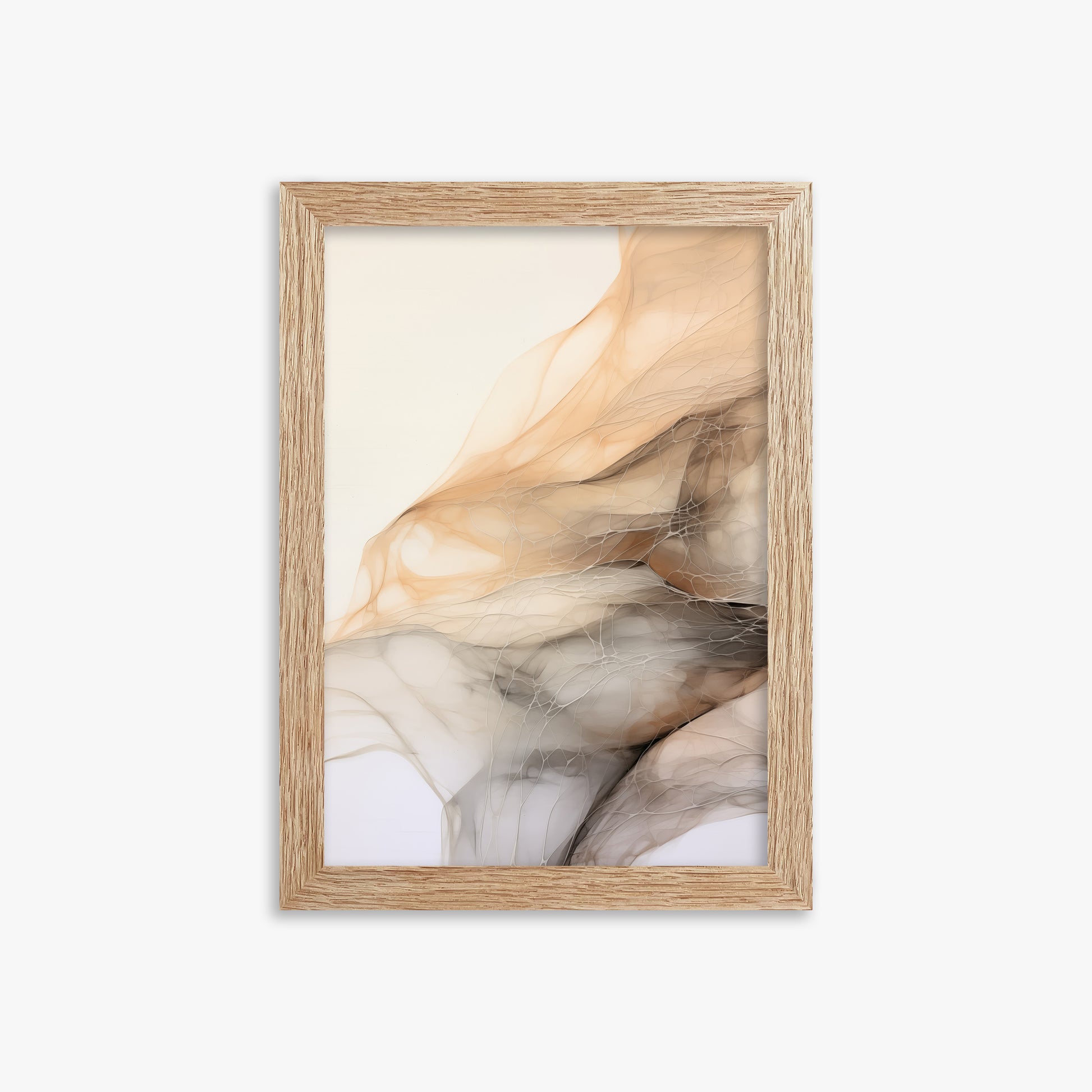 Sepia Vein Web, 21x30cm Framed Art Reproduction With Raw Oak Frame