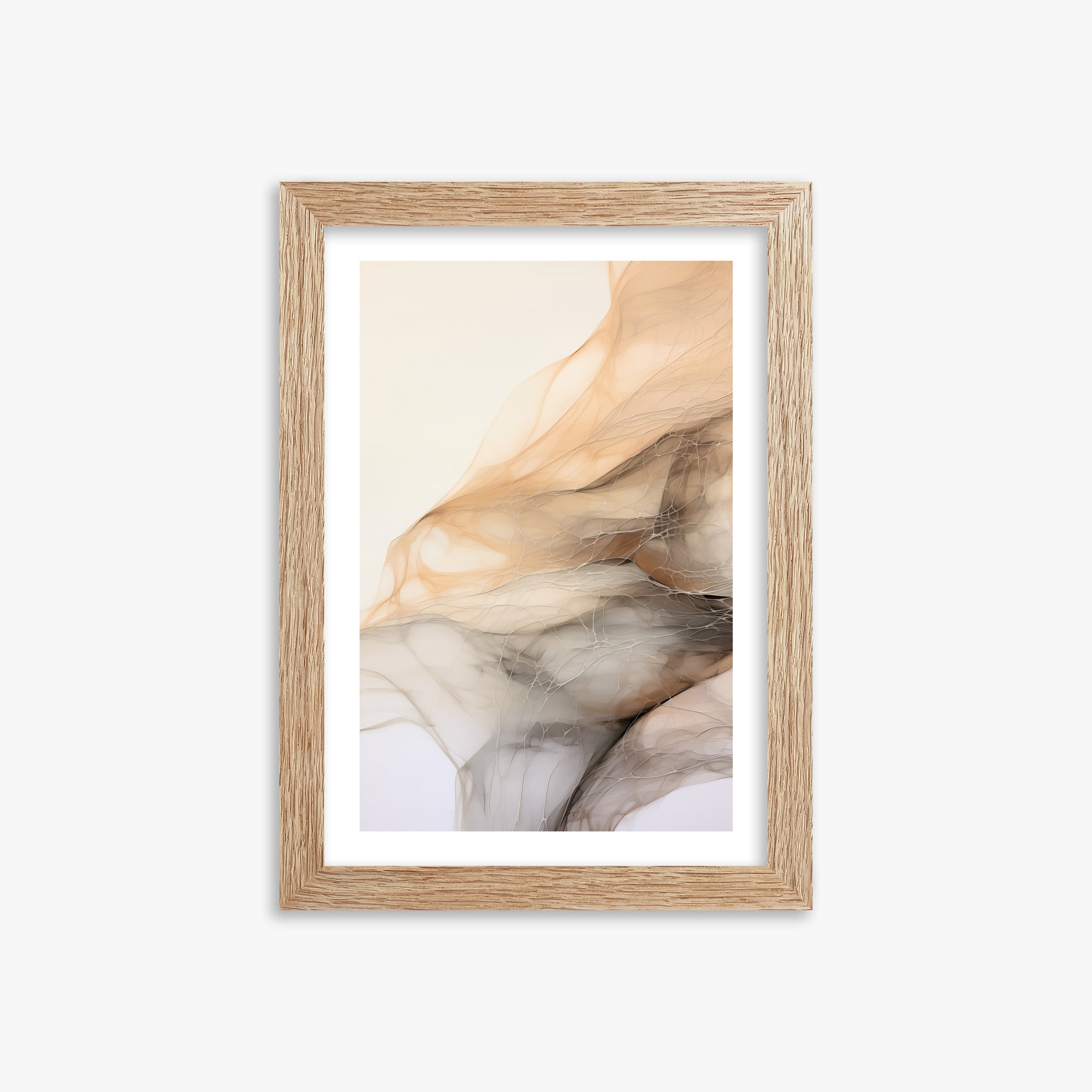 Sepia Vein Web, 21x30cm Framed Art Reproduction With Raw Oak Frame