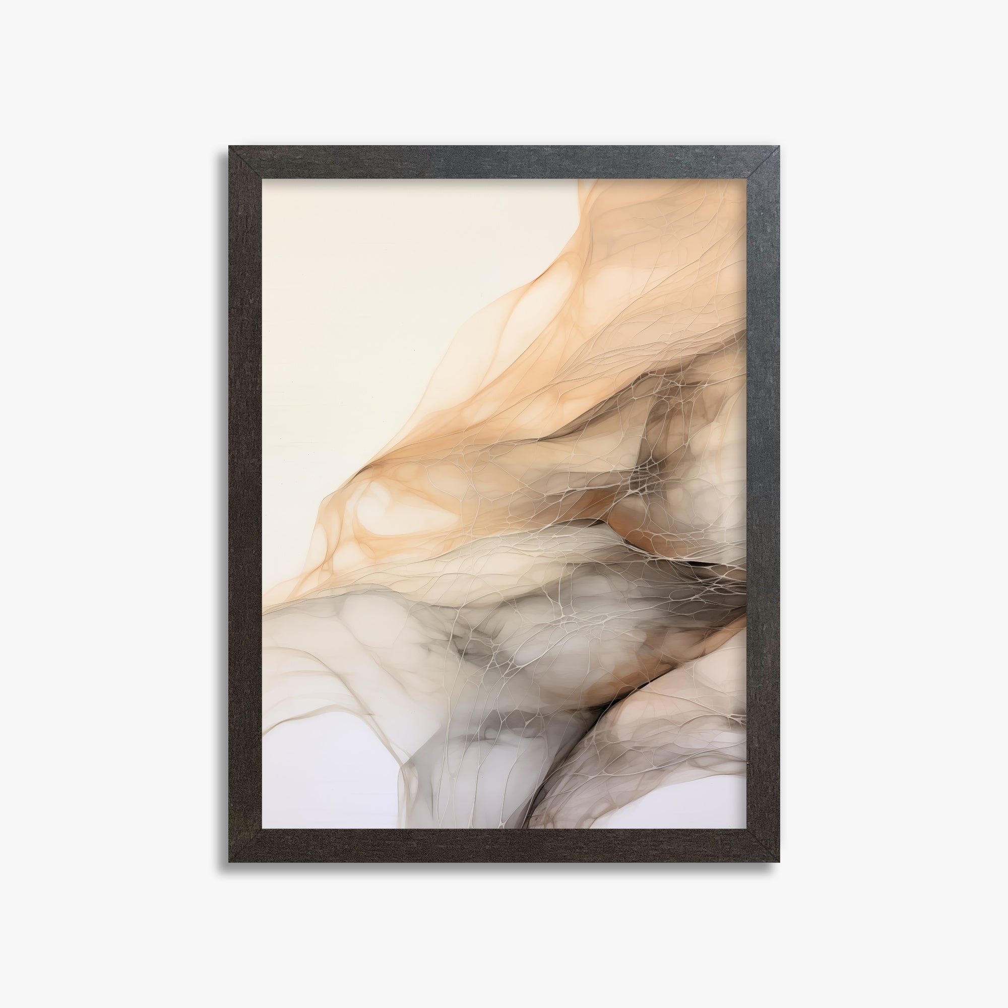 Sepia Vein Web, 30x40cm Framed Art Reproduction With Espresso Frame