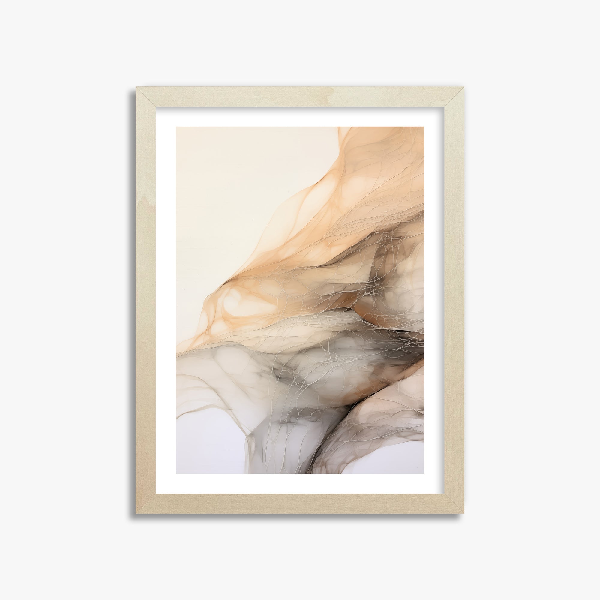 Sepia Vein Web, 30x40cm Framed Art Reproduction With Lime Wood Frame