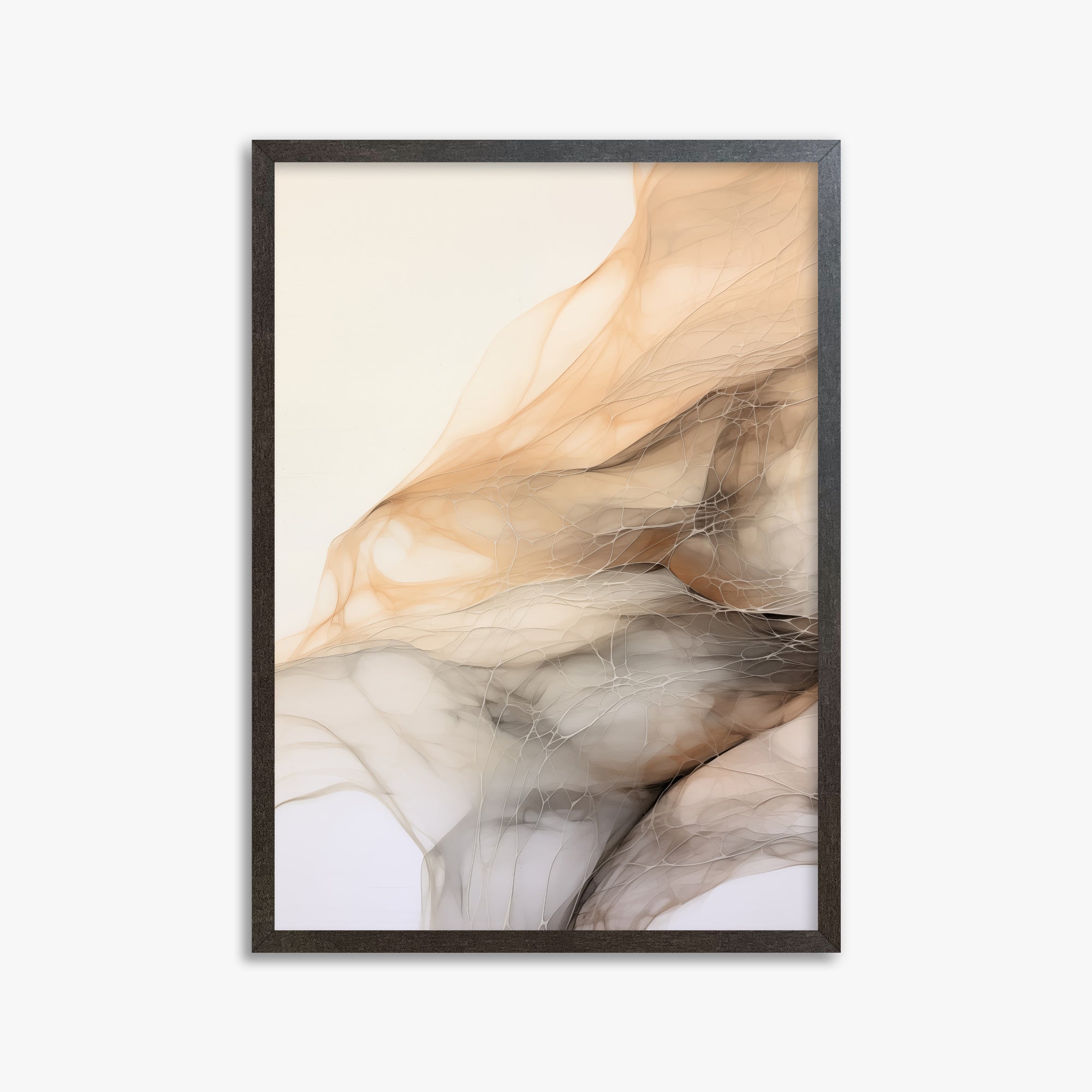 Sepia Vein Web, 50x70cm Framed Art Reproduction With Espresso Frame