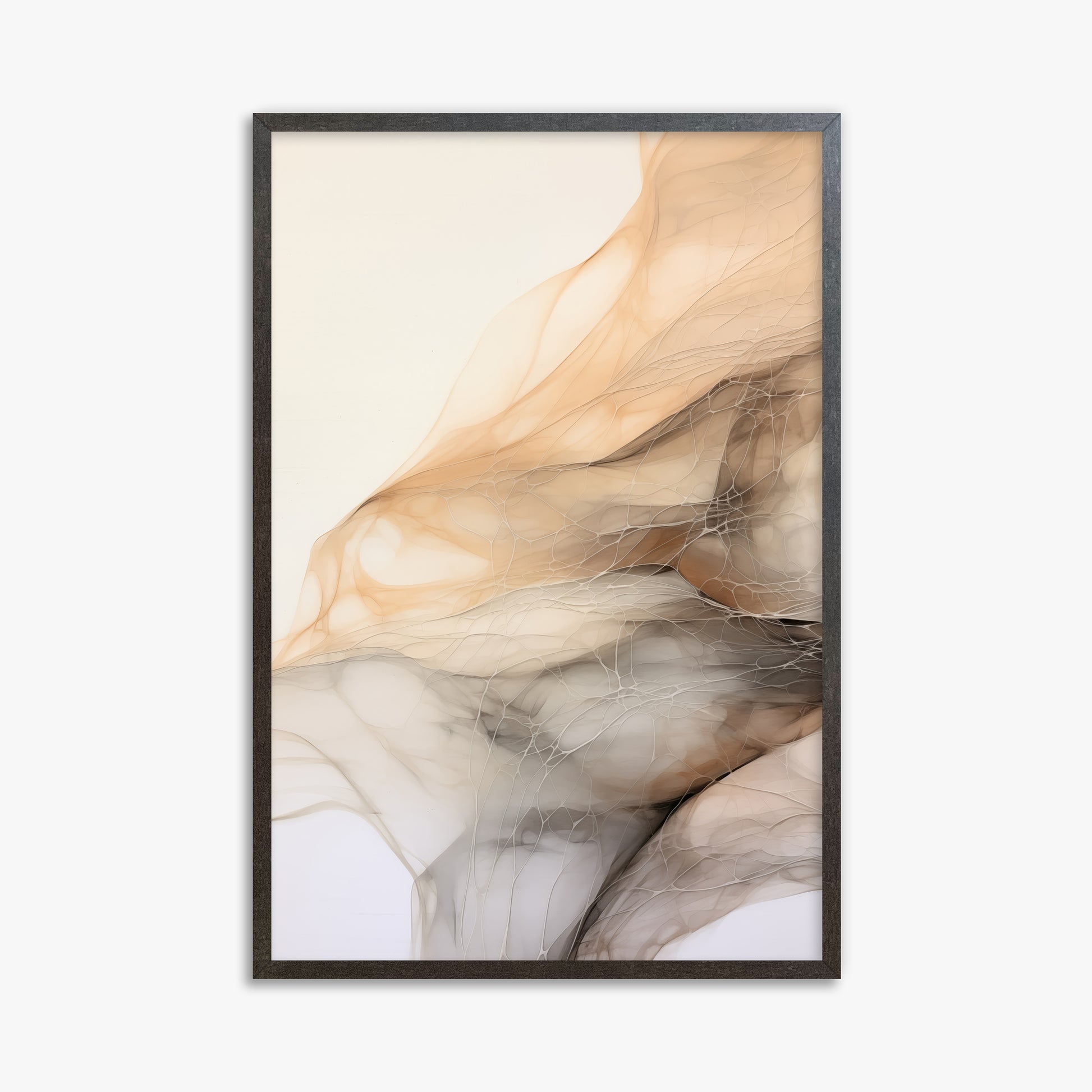 Sepia Vein Web, 61x91cm Framed Art Reproduction With Espresso Frame
