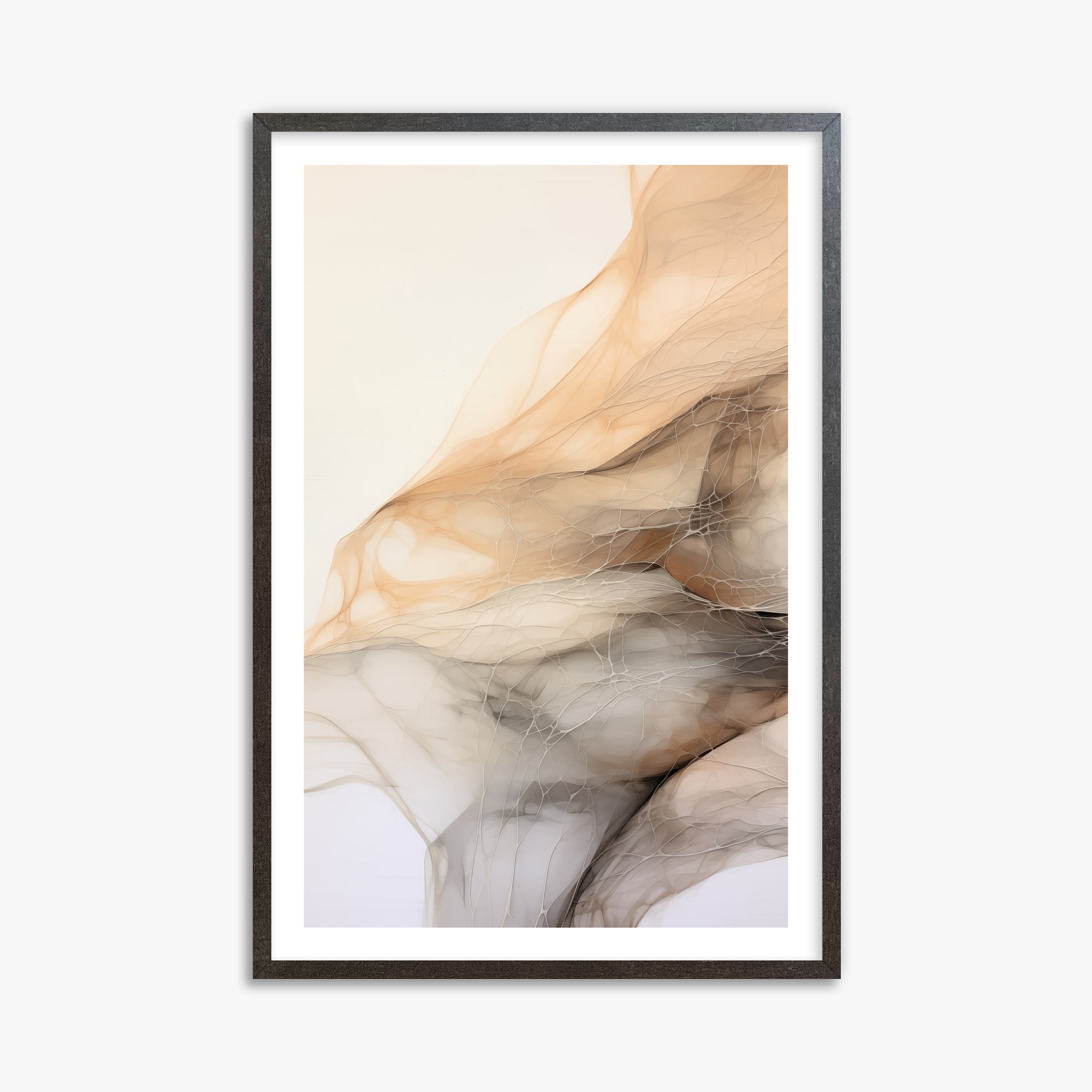 Sepia Vein Web, 61x91cm Framed Art Reproduction With Espresso Frame