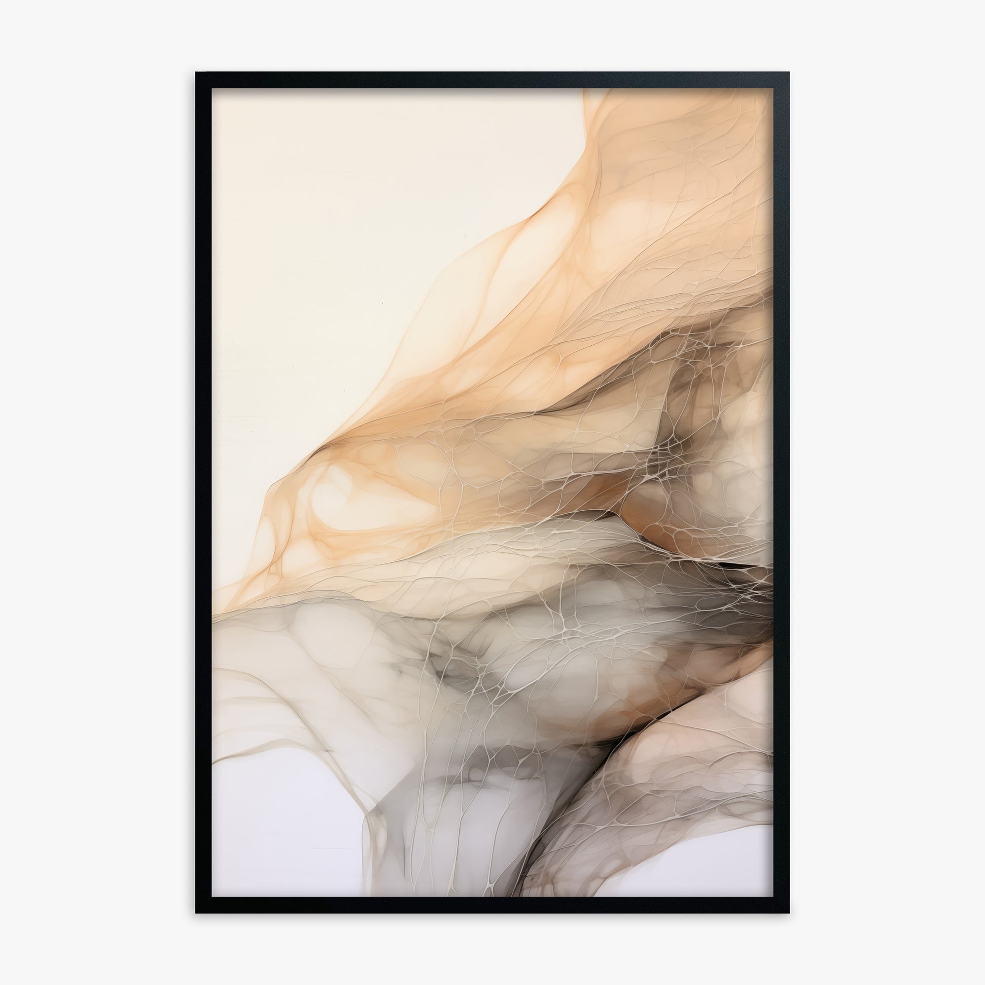 Sepia Vein Web, Black Framed Poster With Black Frame