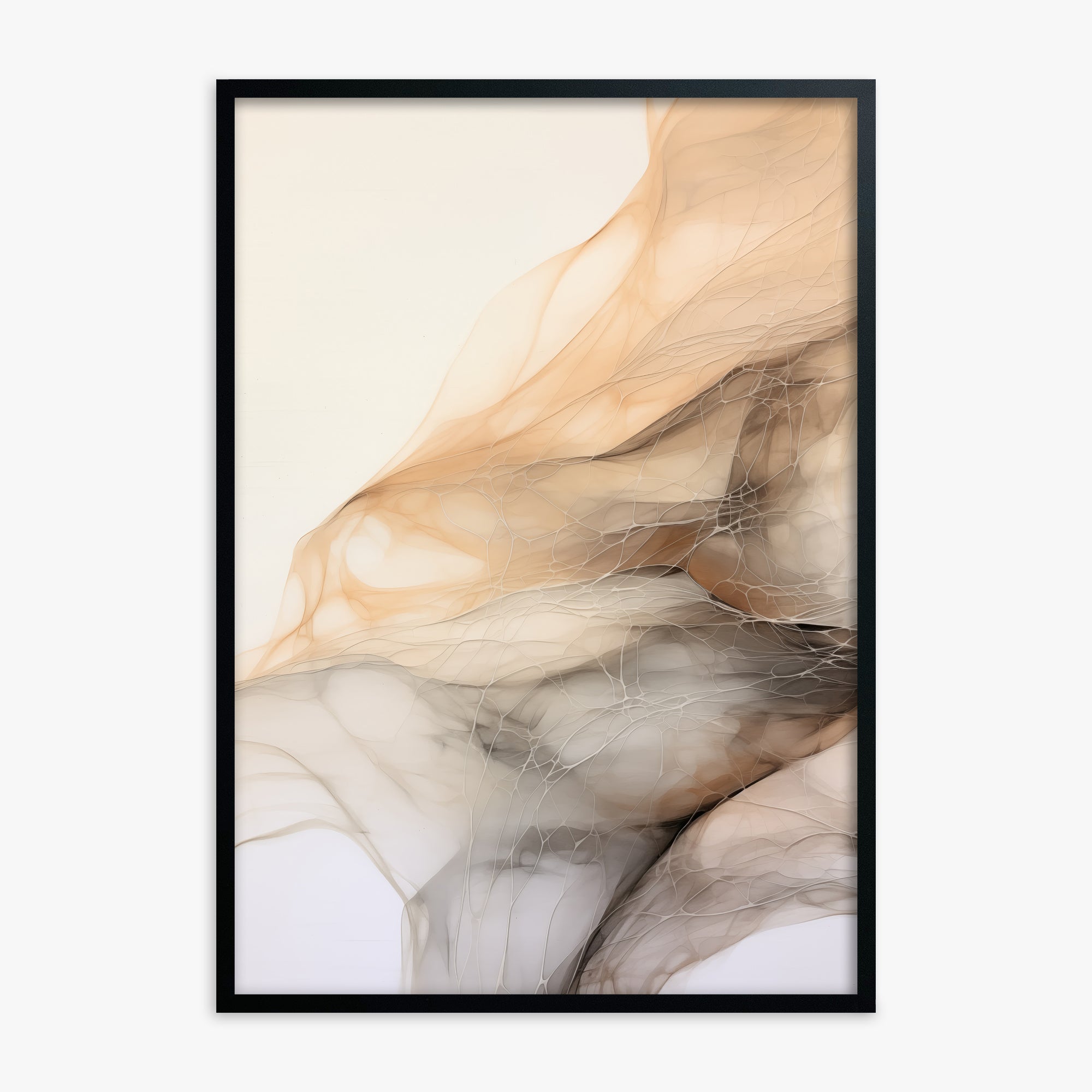 Sepia Vein Web, Black Framed Poster With Black Frame