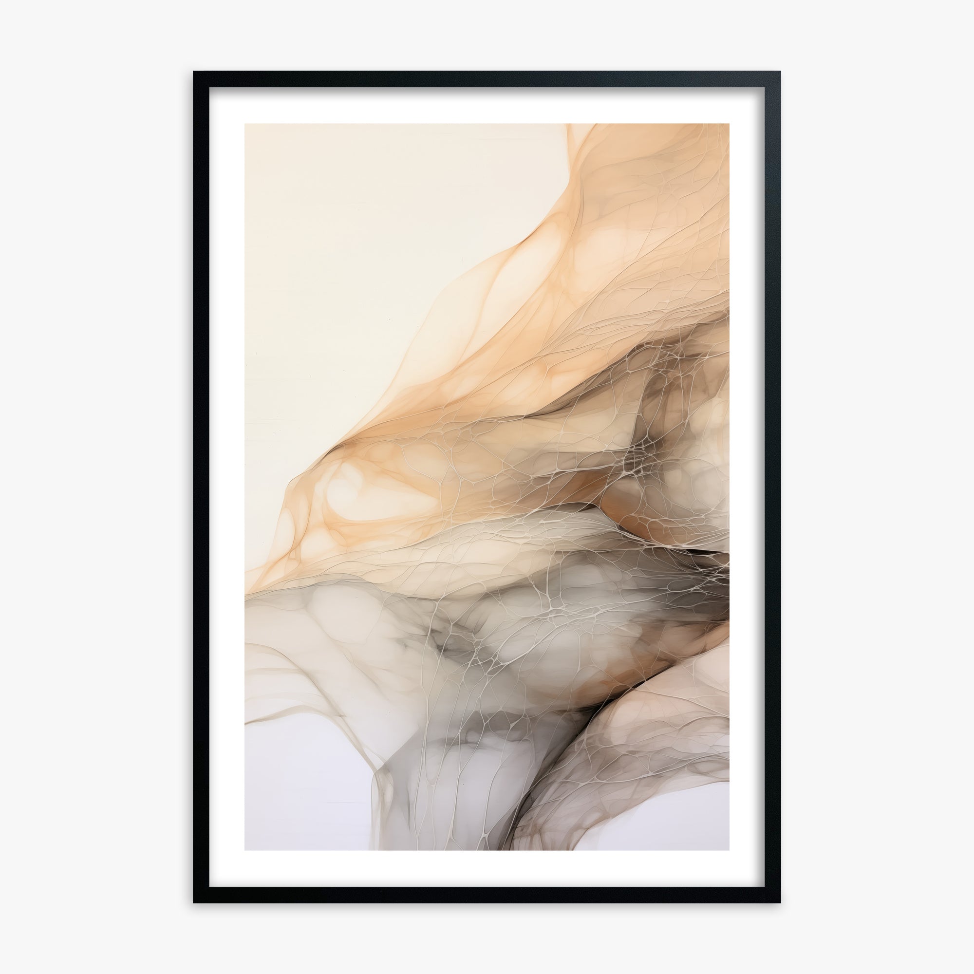 Sepia Vein Web, Black Framed Poster With Black Frame