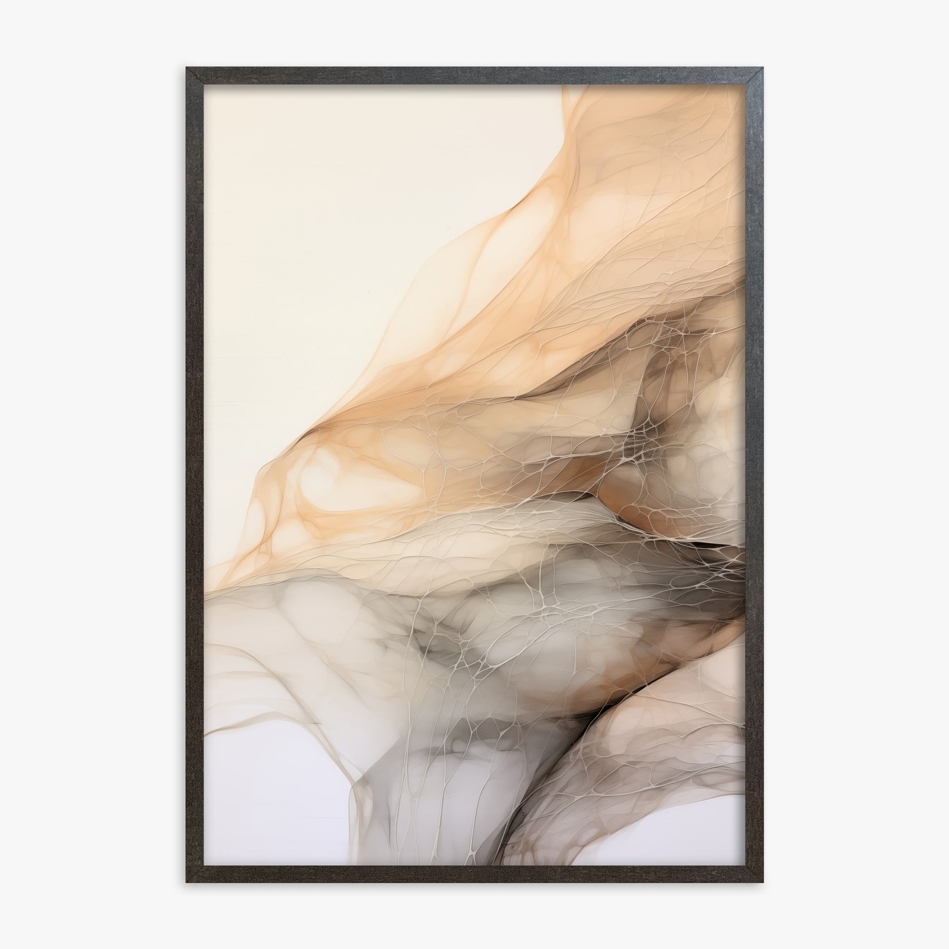 Sepia Vein Web, 70x100cm Framed Art Reproduction With Espresso Frame