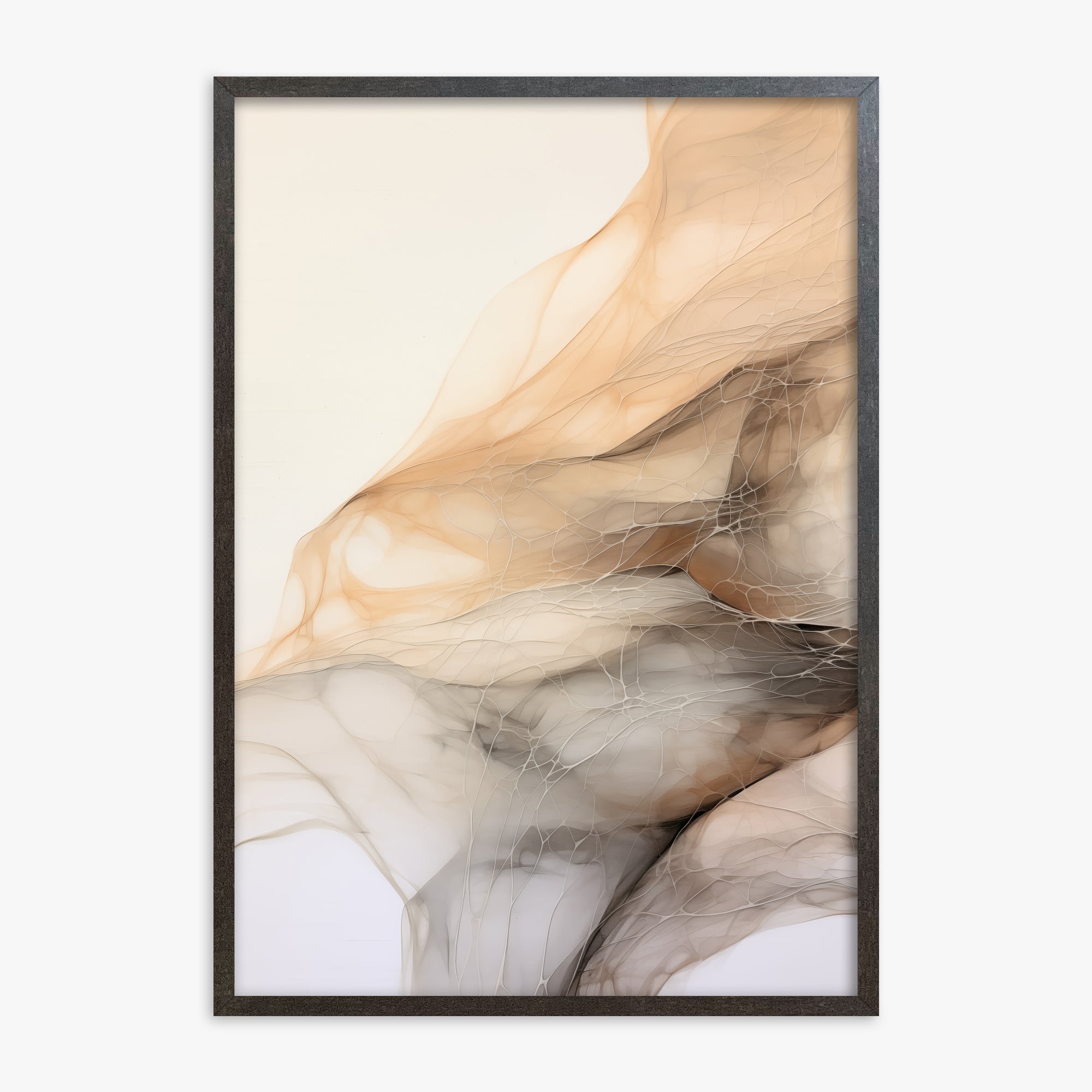Sepia Vein Web, 70x100cm Framed Art Reproduction With Espresso Frame