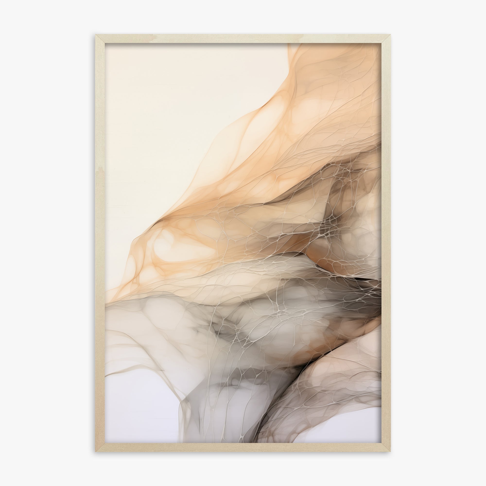 Sepia Vein Web, 70x100cm Framed Art Reproduction With Lime Wood Frame