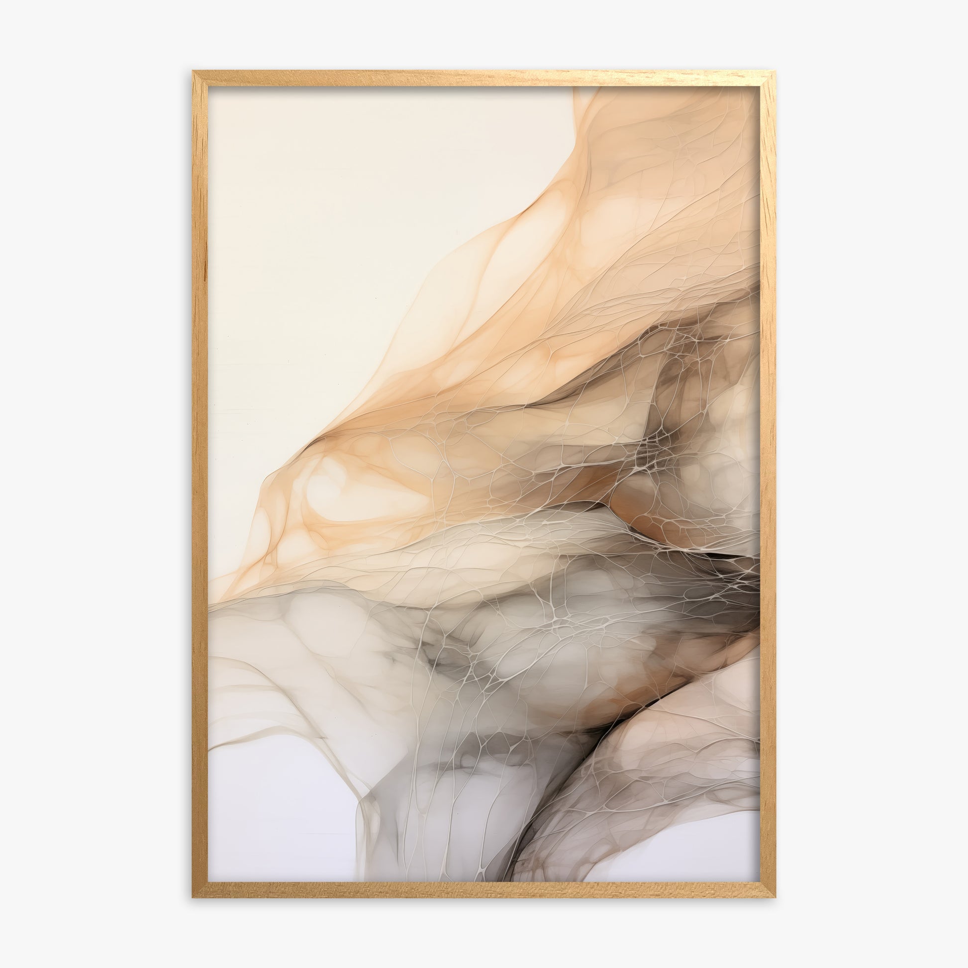 Sepia Vein Web, Oak Framed Poster With Oak Frame