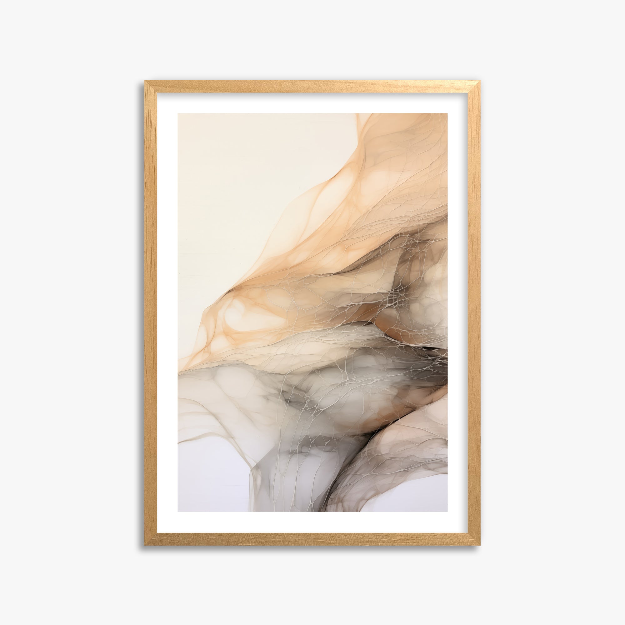 Sepia Vein Web, 50x70cm Oak Framed Art Reproduction