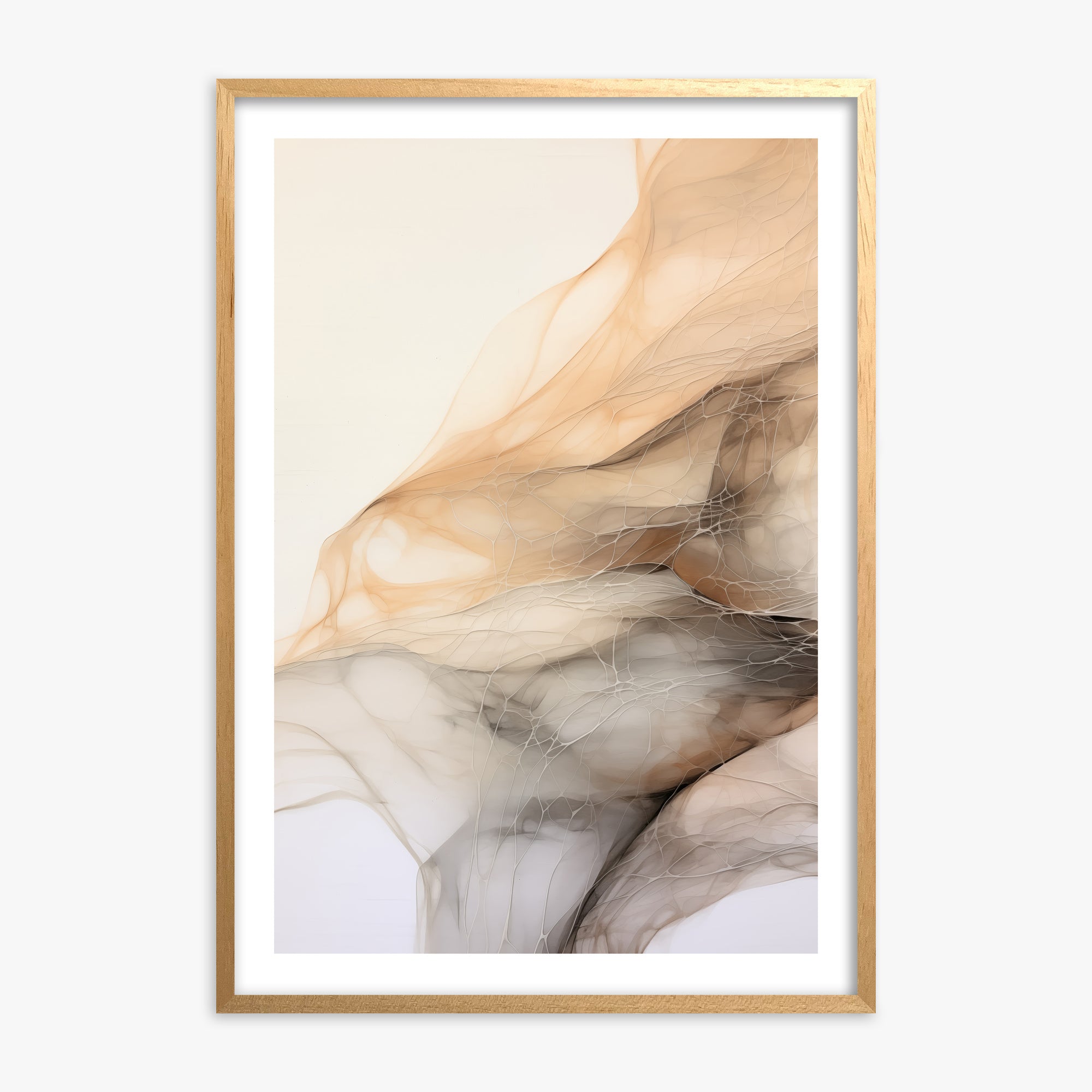 Sepia Vein Web, 70x100cm Oak Framed Art Reproduction