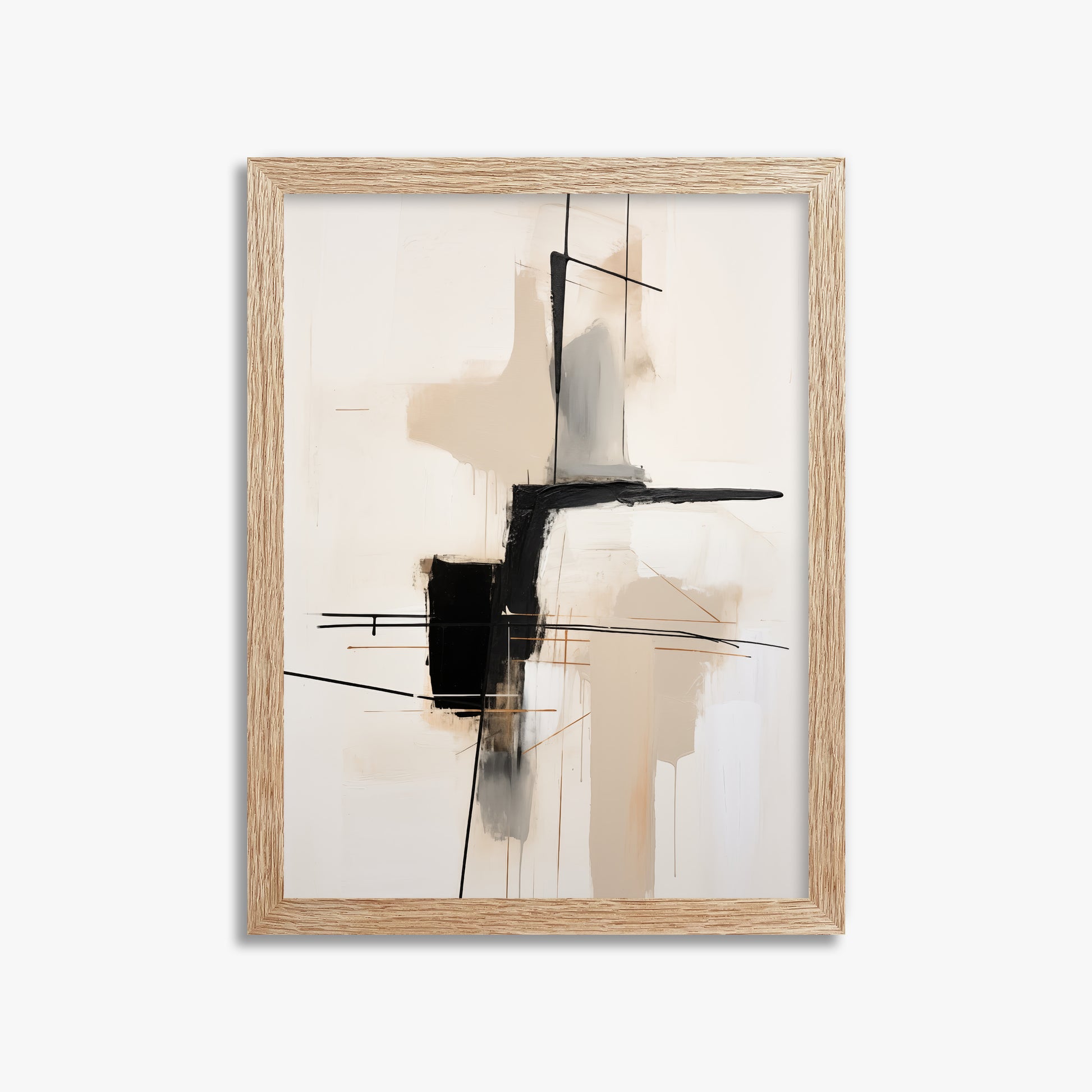 Linear Intersection, 30x40cm Framed Poster With Raw Oak Frame
