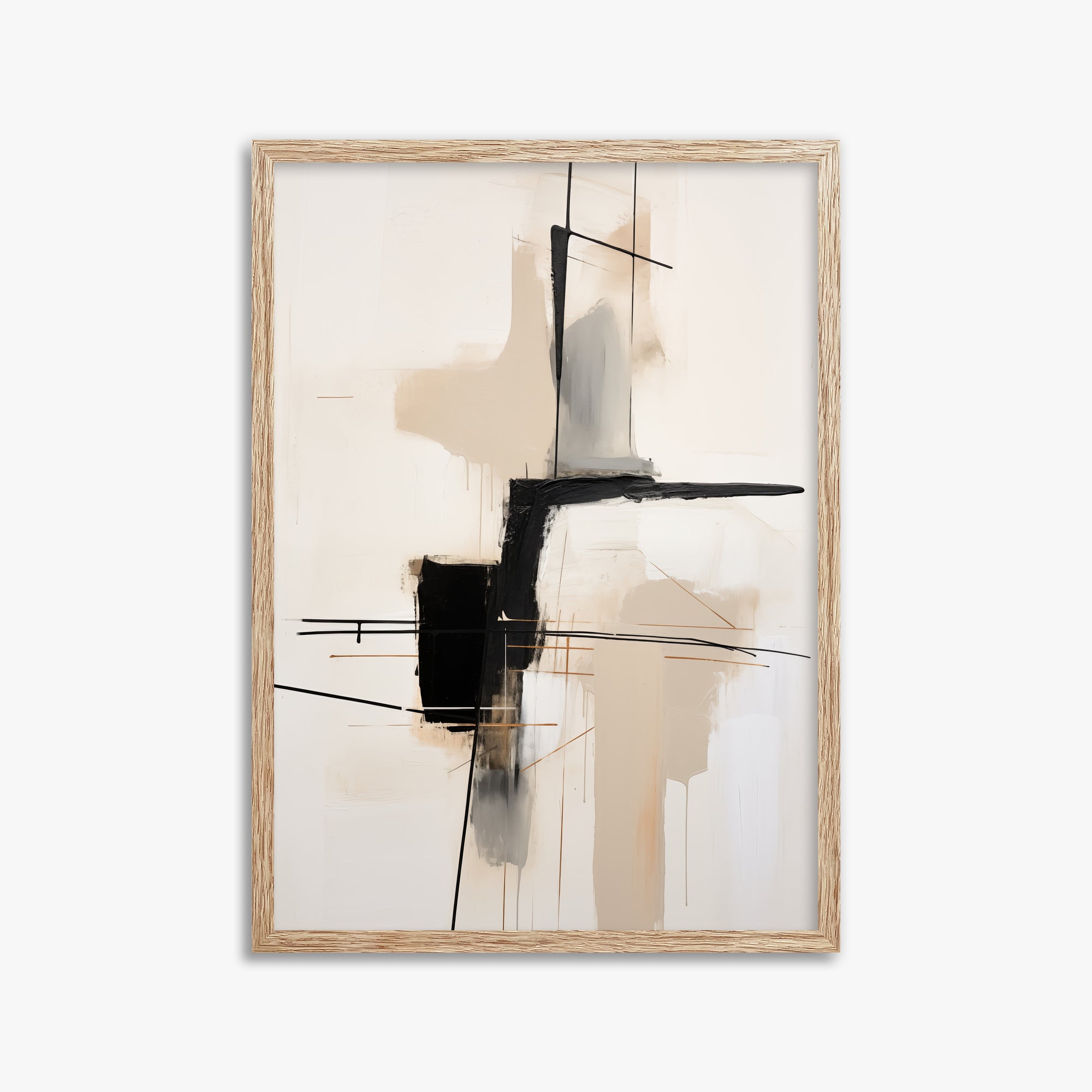 Linear Intersection, 50x70cm Framed Poster With Raw Oak Frame