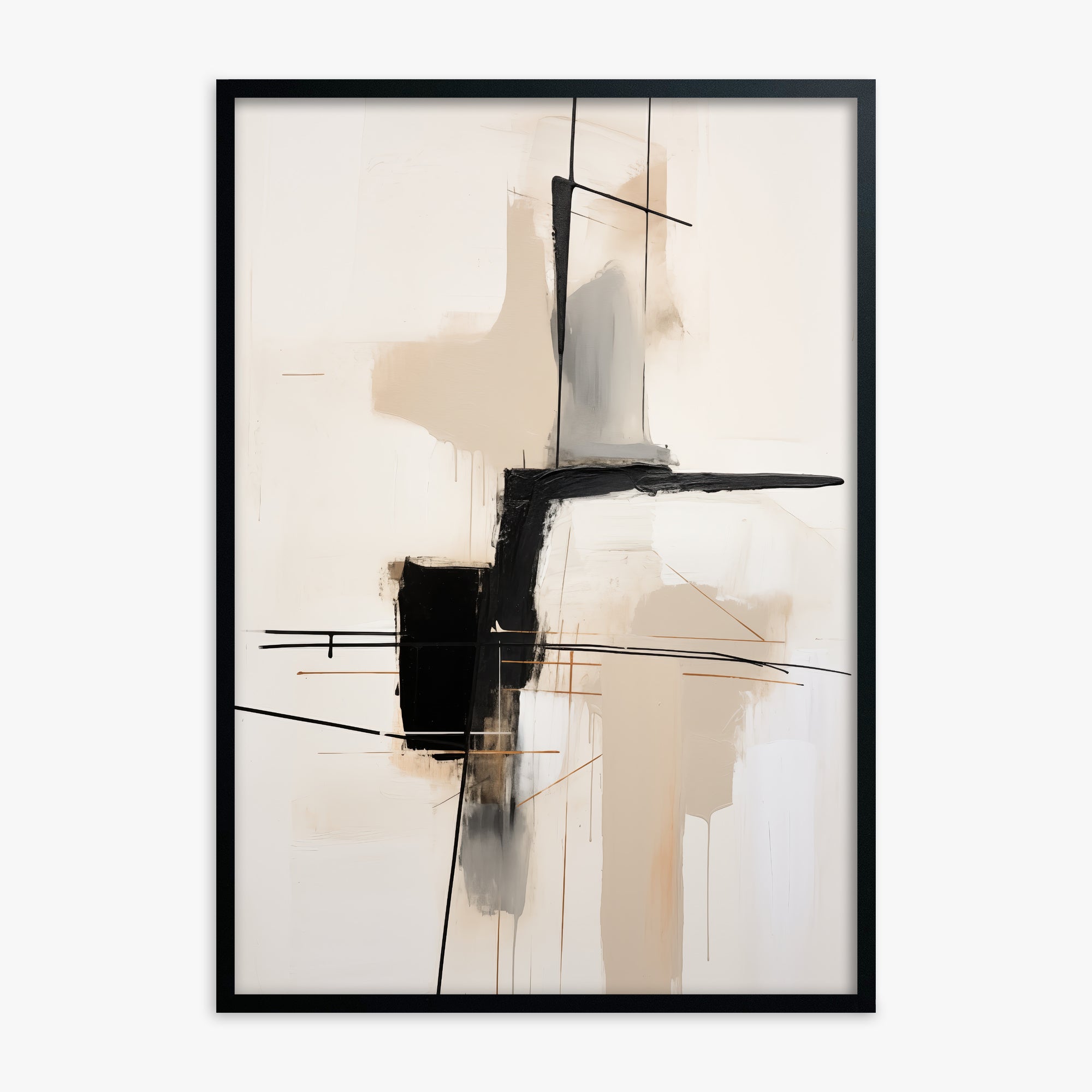 Linear Intersection, Black Framed Poster With Black Frame
