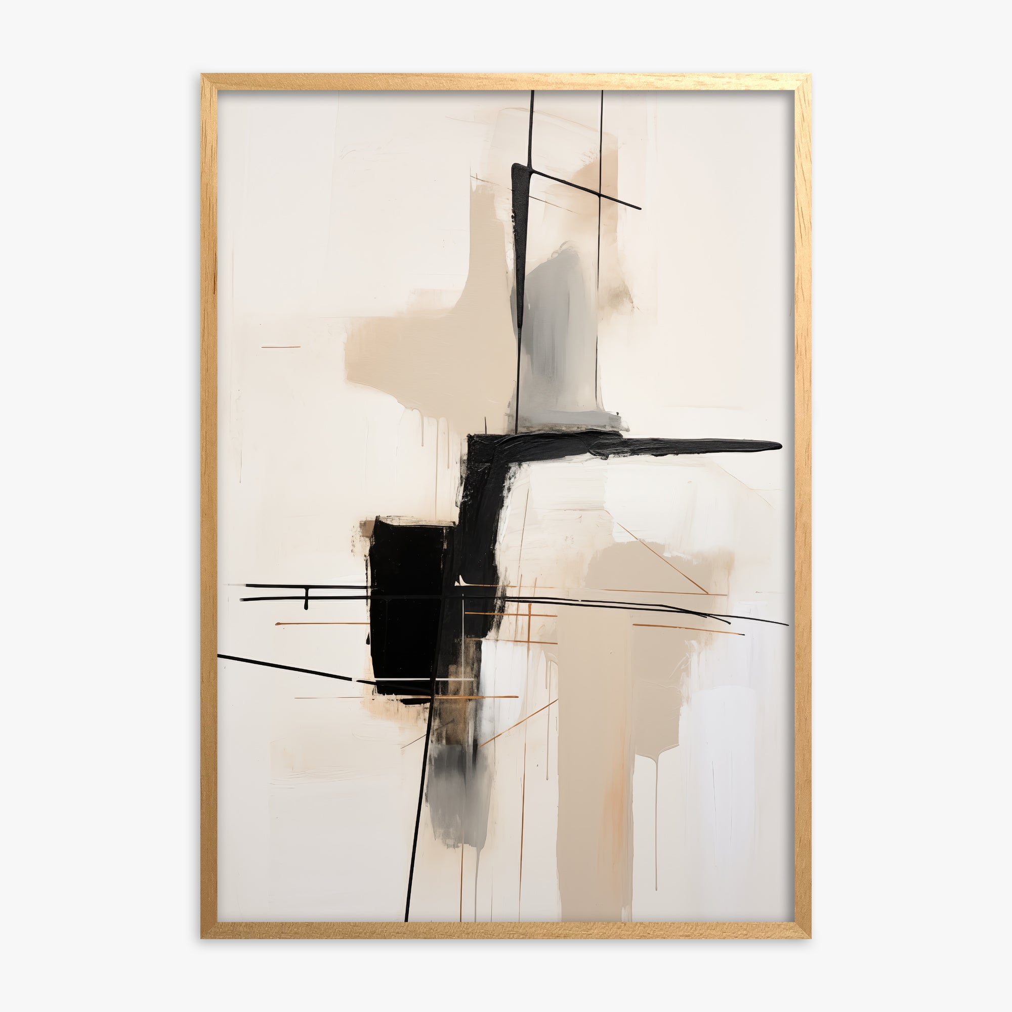 Linear Intersection, Oak Framed Poster With Oak Frame