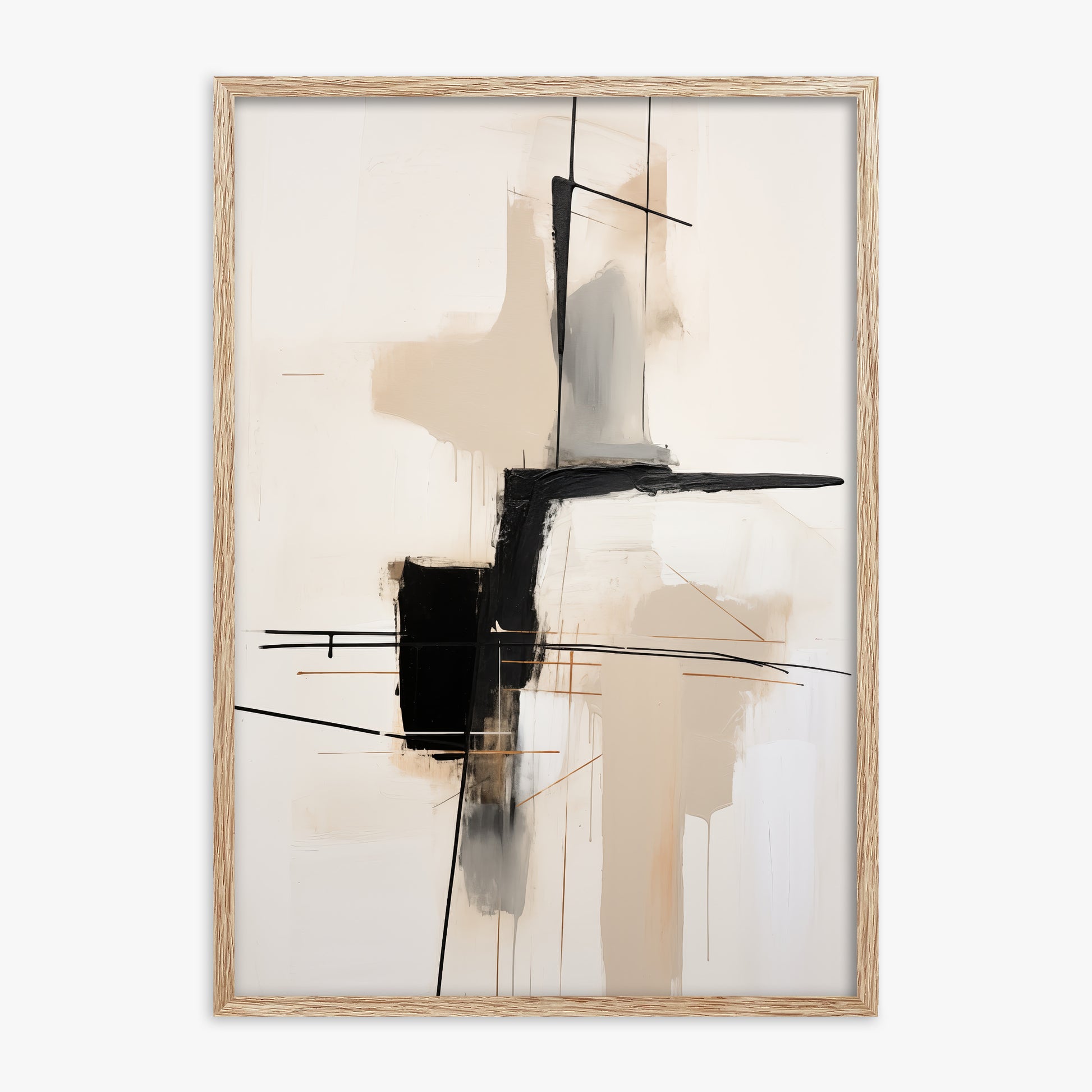 Linear Intersection, 70x100cm Framed Poster With Raw Oak Frame