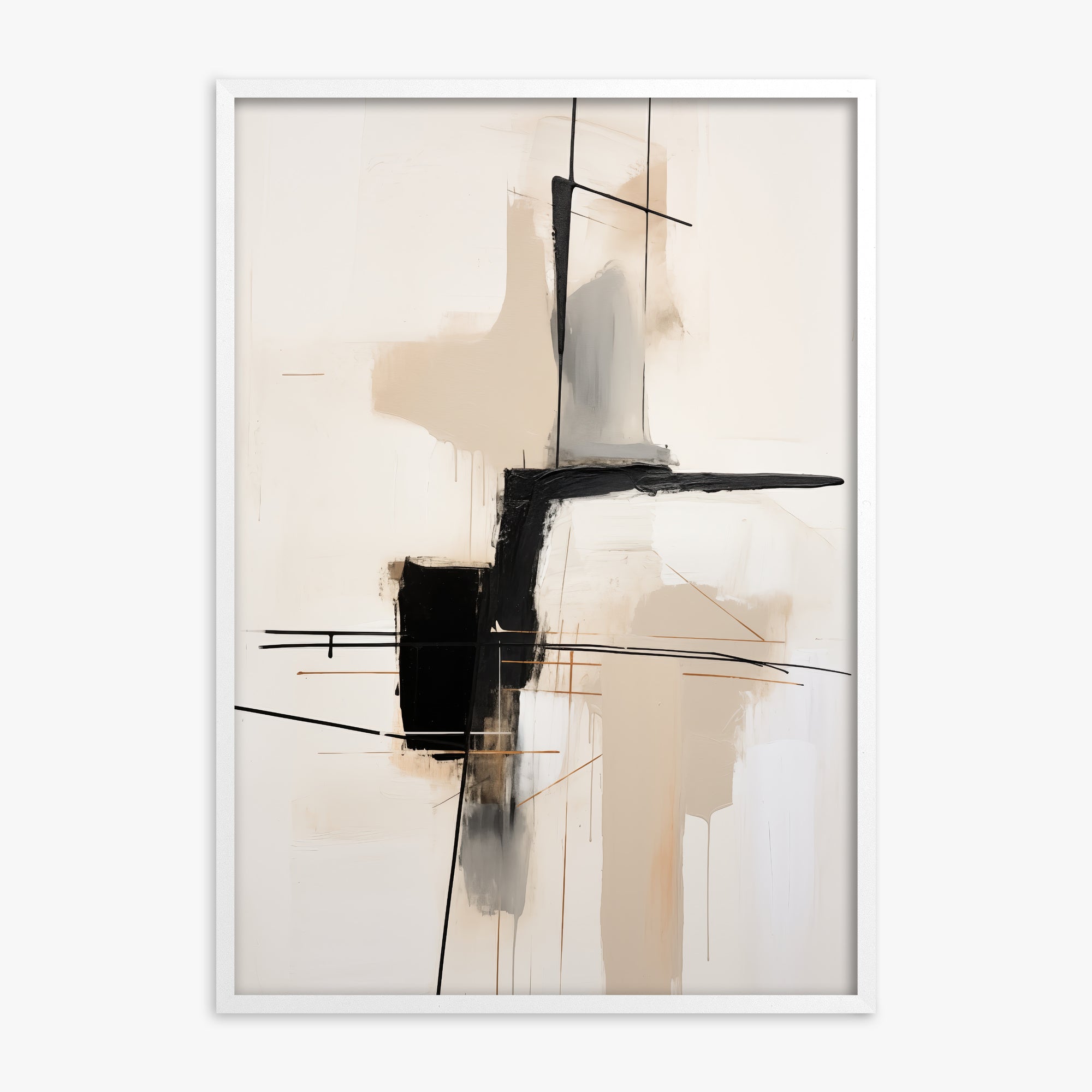 Linear Intersection, White Framed Poster With White Frame