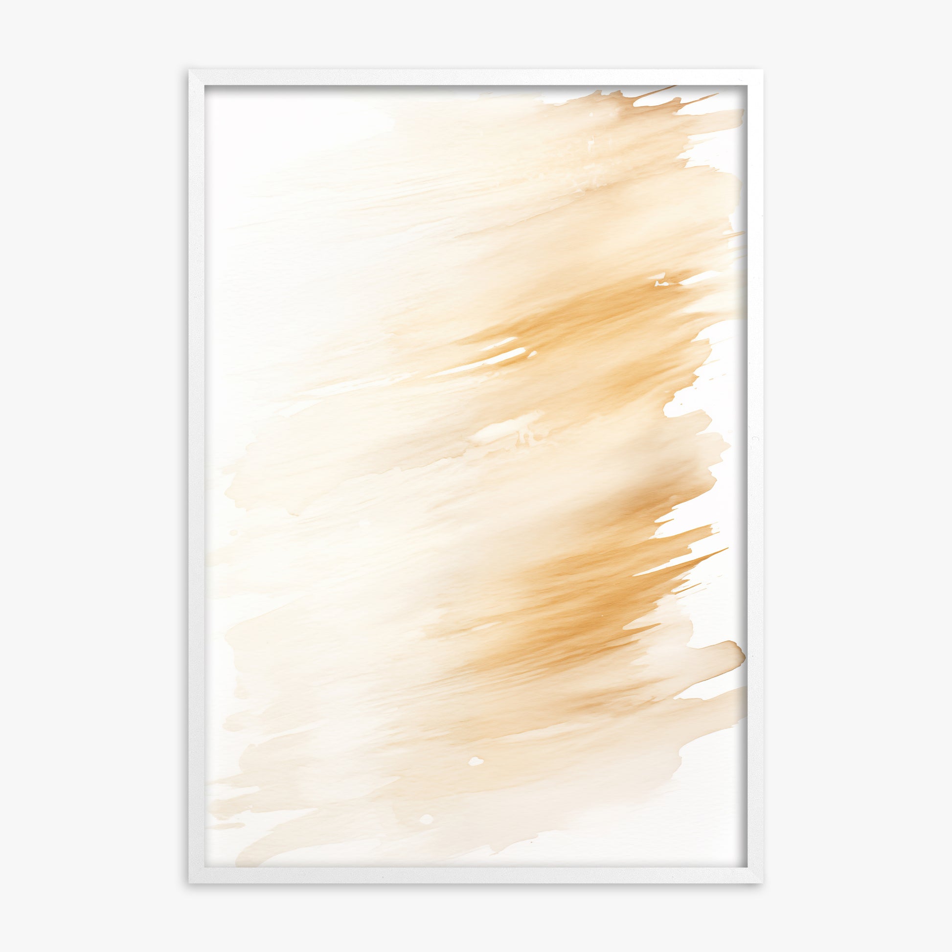 Amber Brush Sweep, White Framed Poster With White Frame