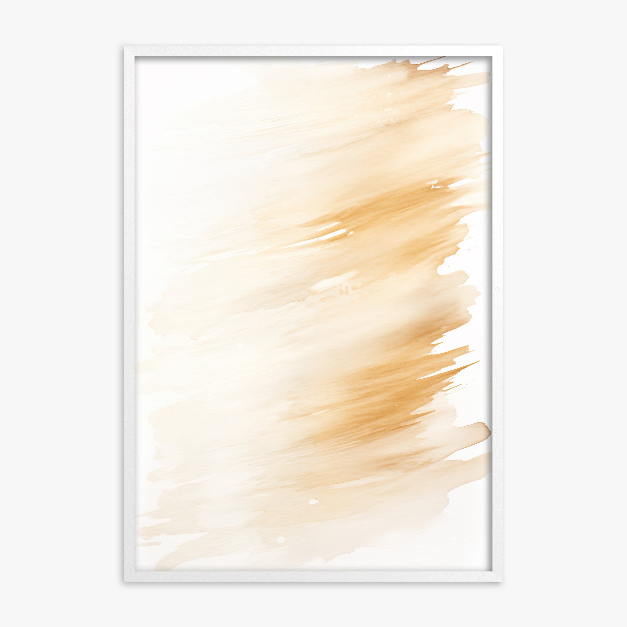 Amber Brush Sweep, White Framed Poster With White Frame