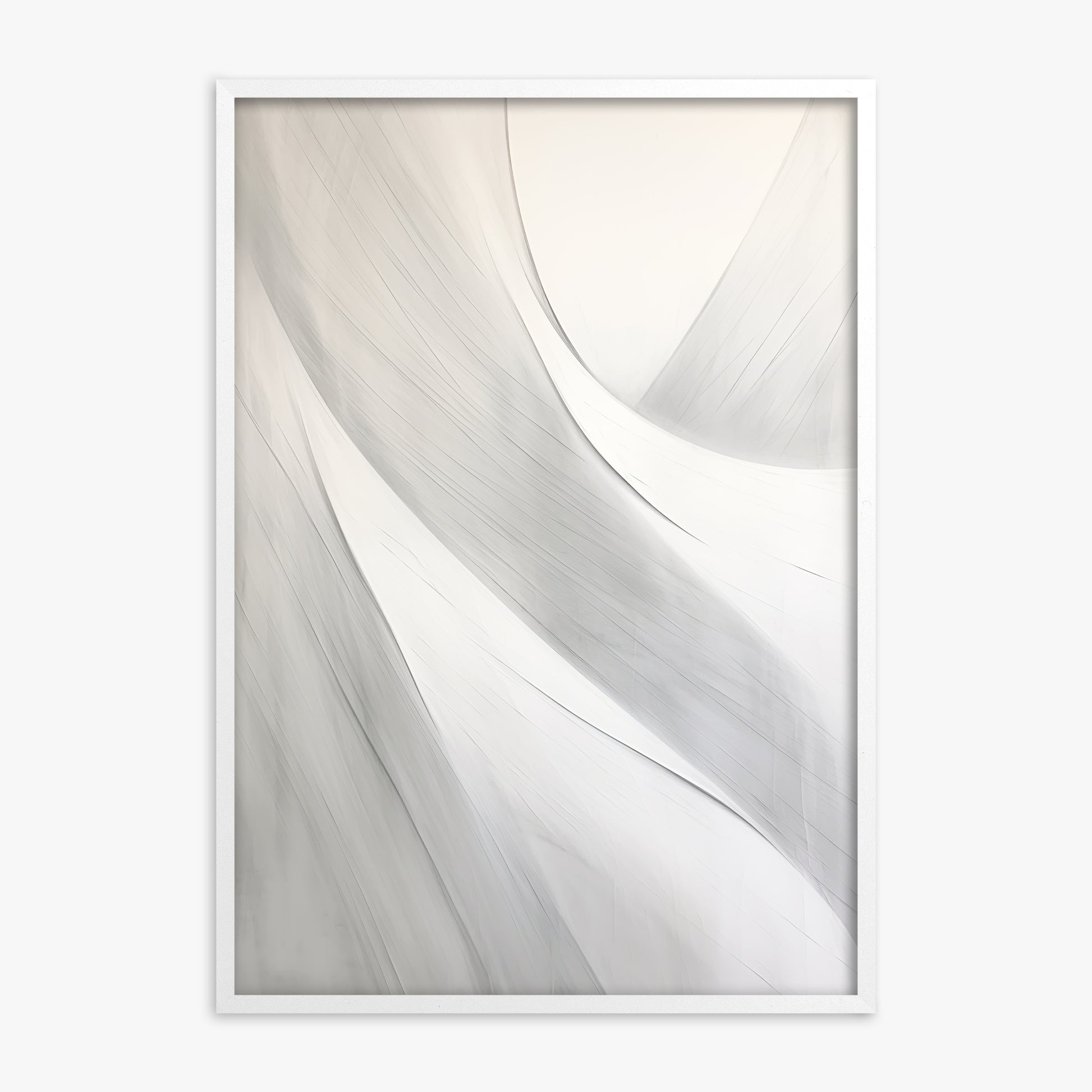 Silk Flow Curves, White Framed Poster With White Frame
