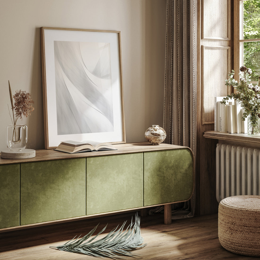 Silk Flow Curves, 50x70cm Framed Poster With Black Frame