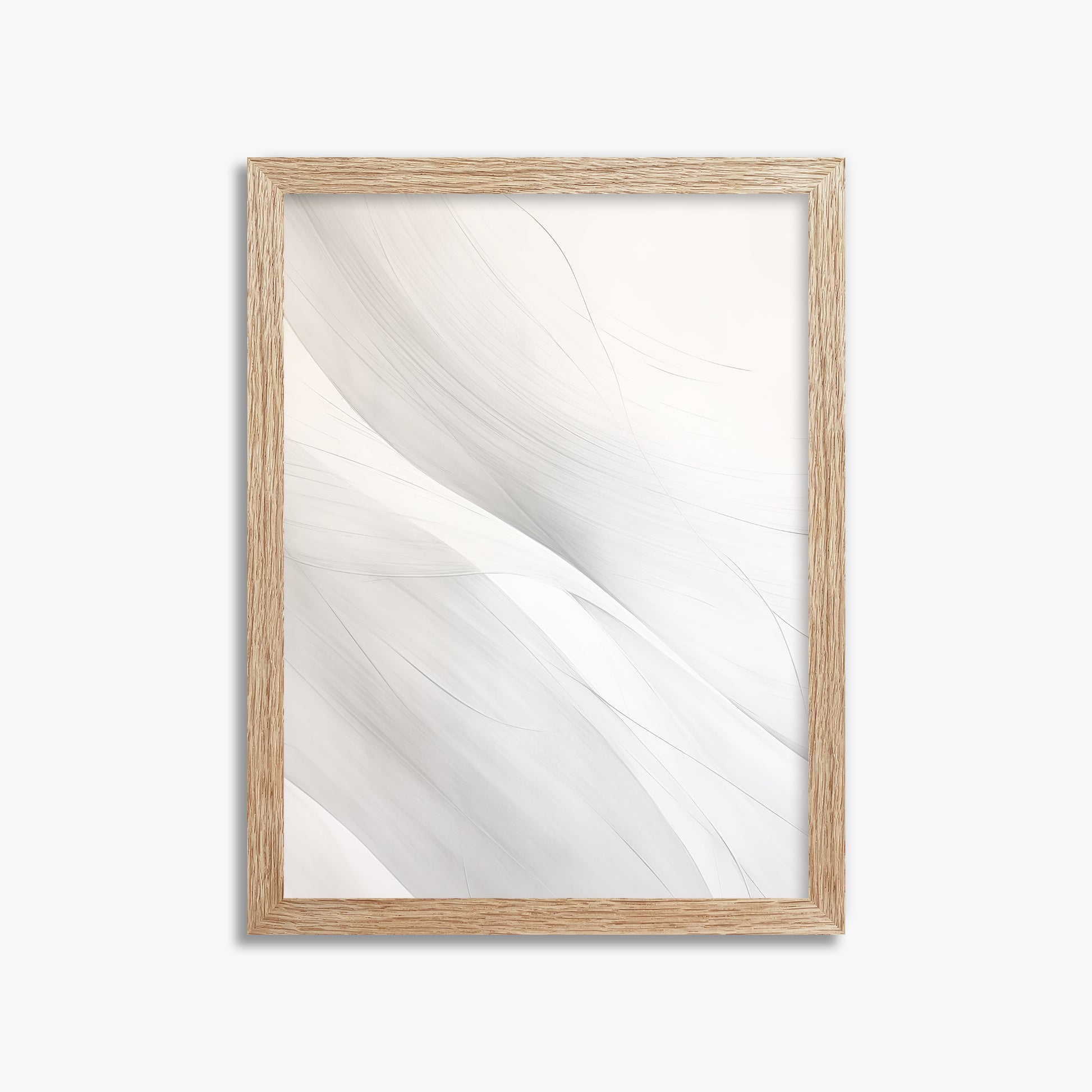 Feather Whisper, 30x40cm Framed Poster With Raw Oak Frame