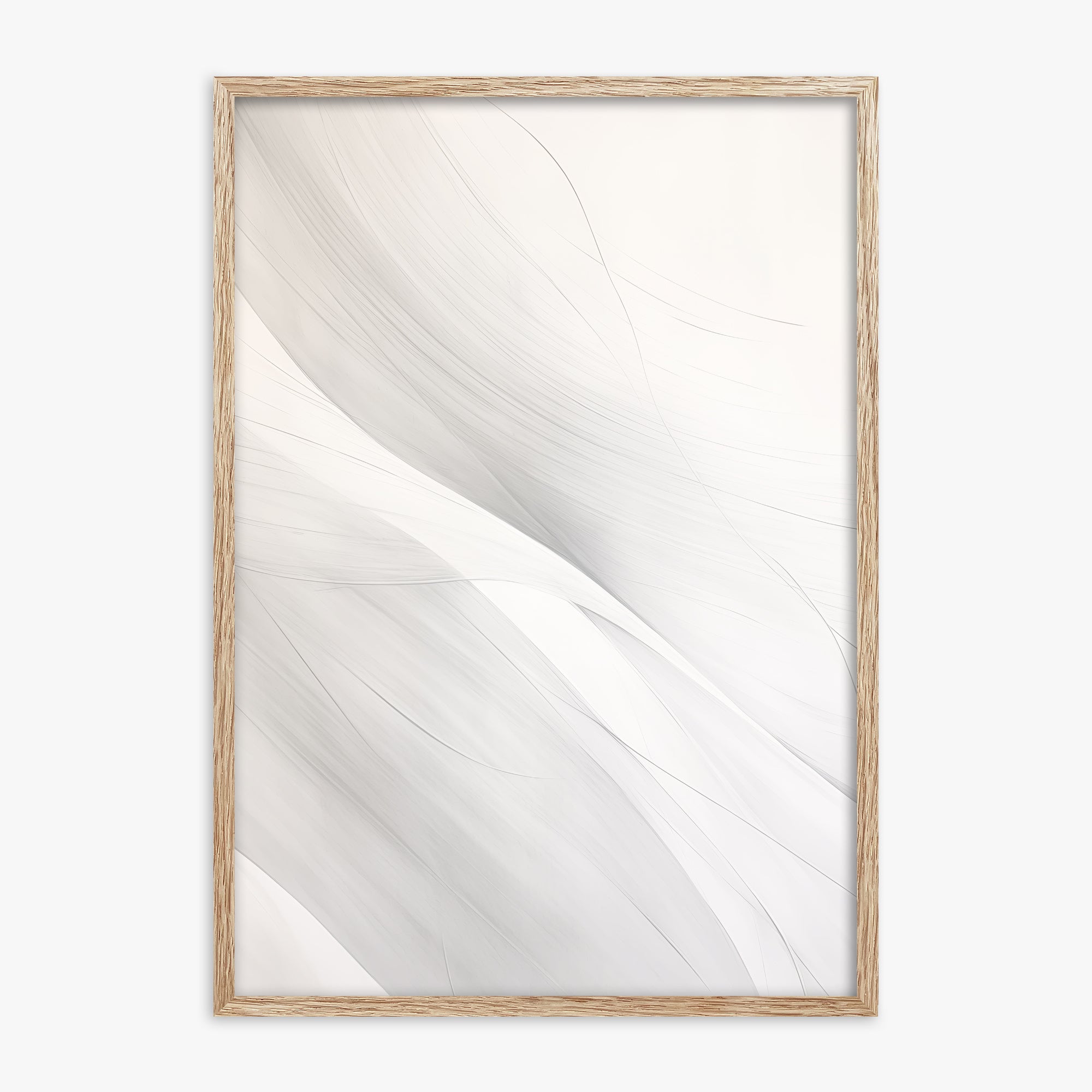 Feather Whisper, 70x100cm Framed Poster With Raw Oak Frame