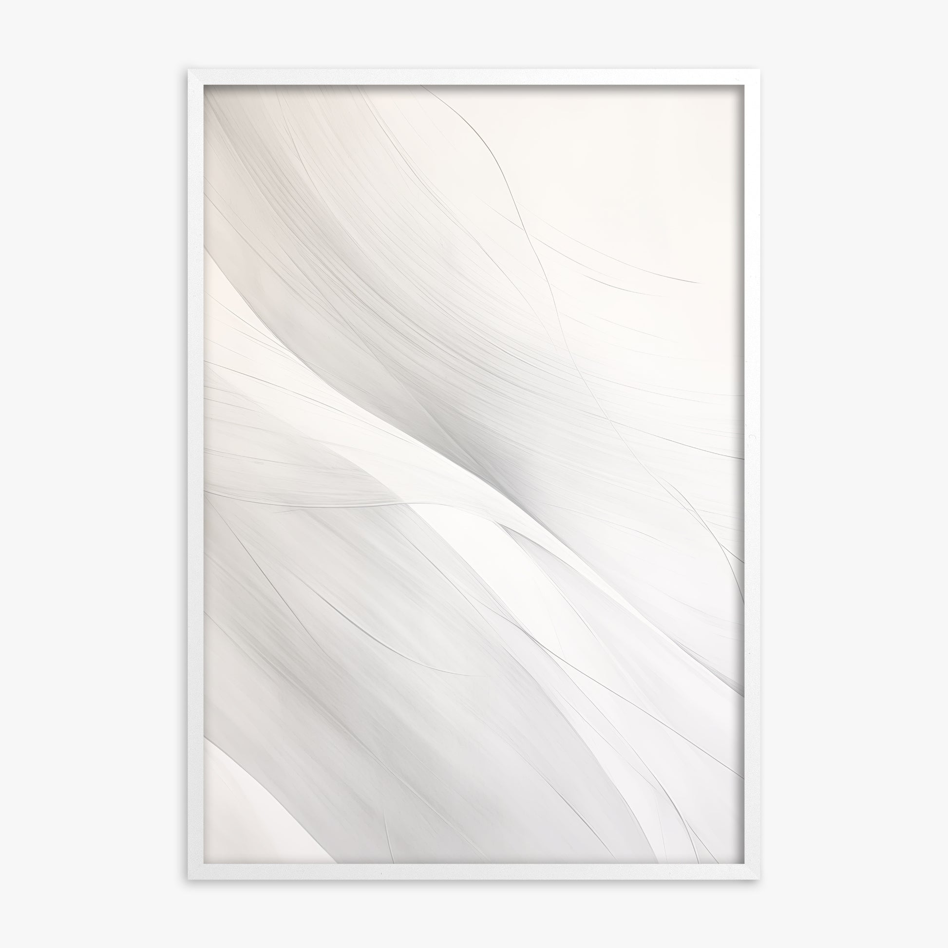 Feather Whisper, White Framed Poster With White Frame