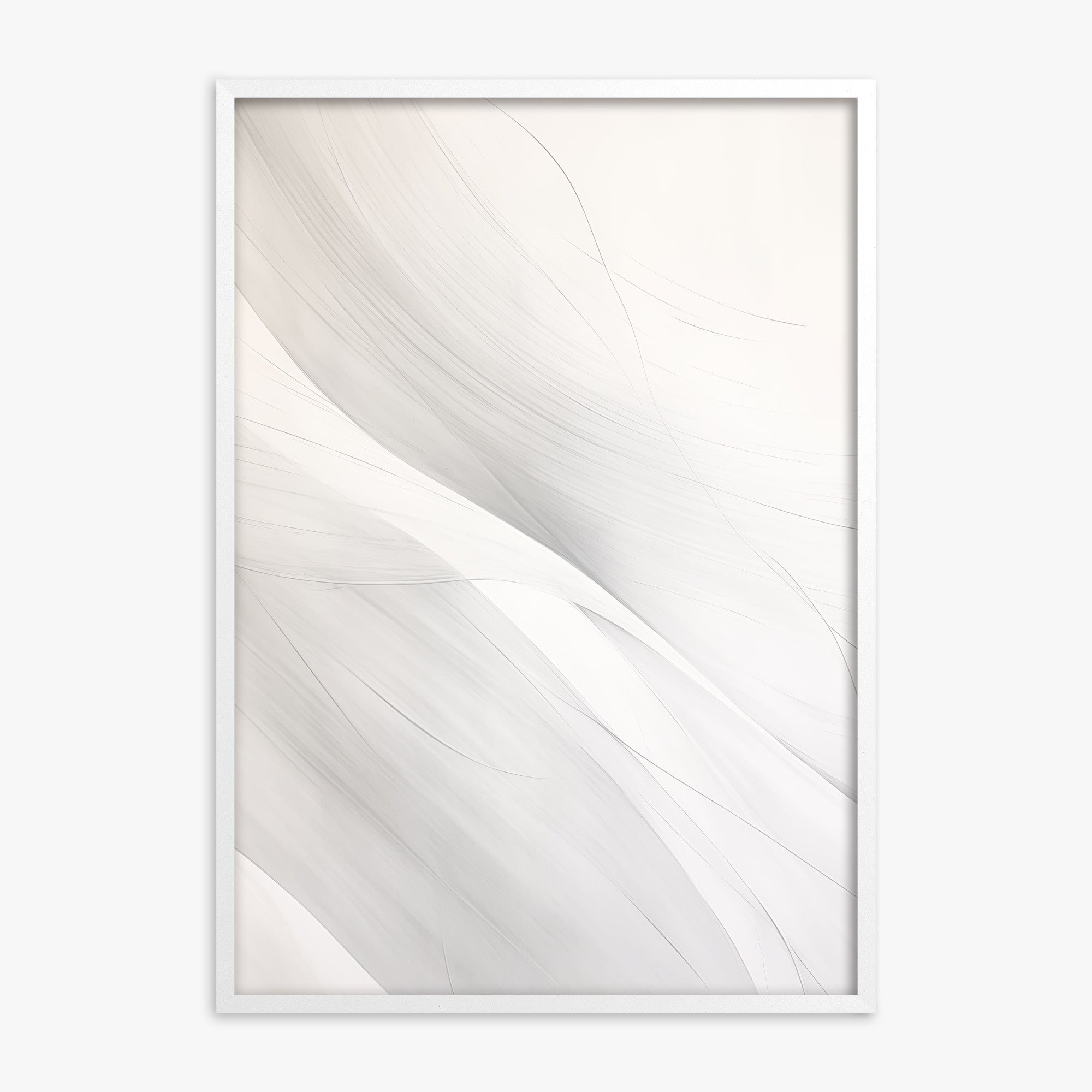 Feather Whisper, White Framed Poster With White Frame