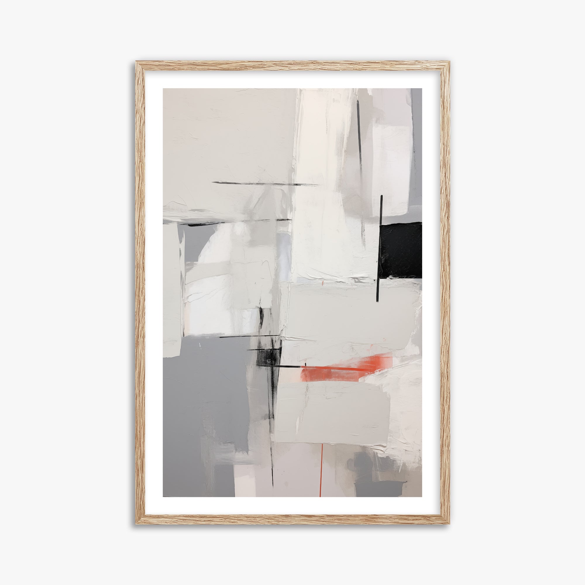 Urban Grid Blur, 61x91cm Framed Poster With Raw Oak Frame