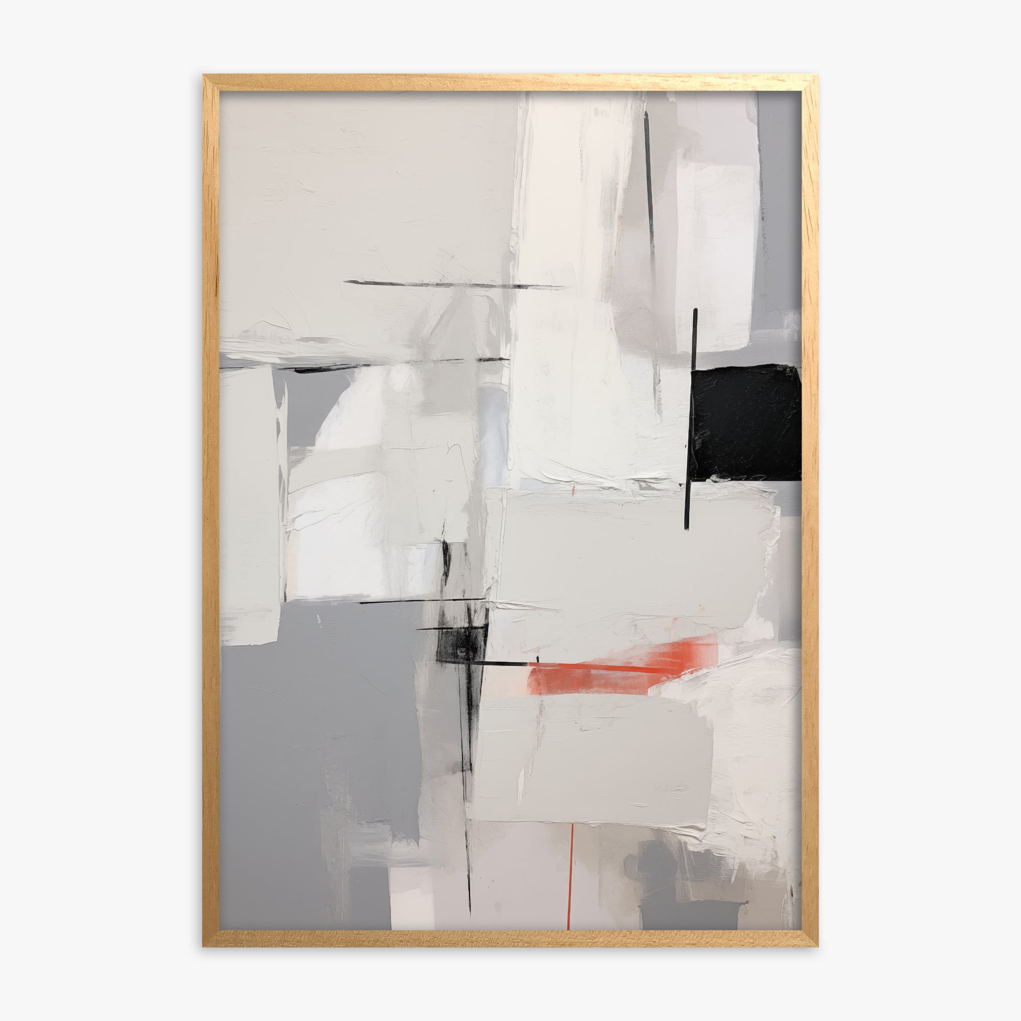 Urban Grid Blur, Oak Framed Poster With Oak Frame