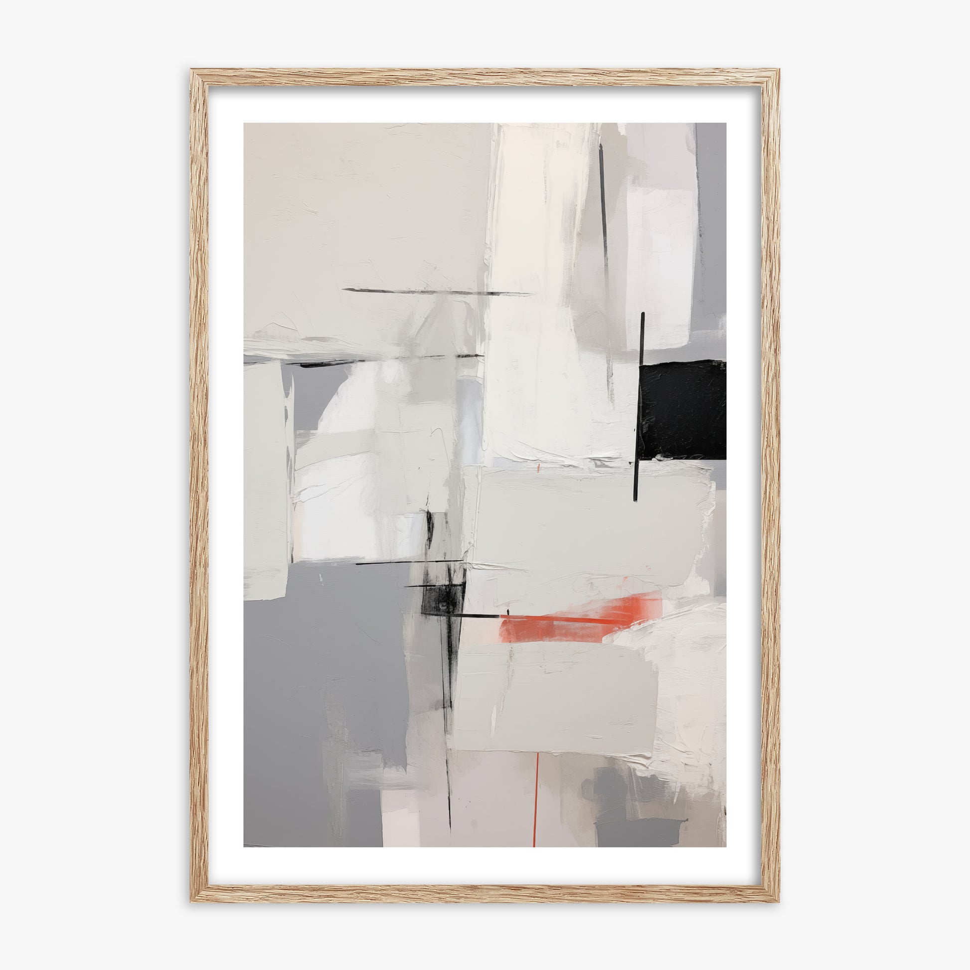 Urban Grid Blur, 70x100cm Framed Poster With Raw Oak Frame