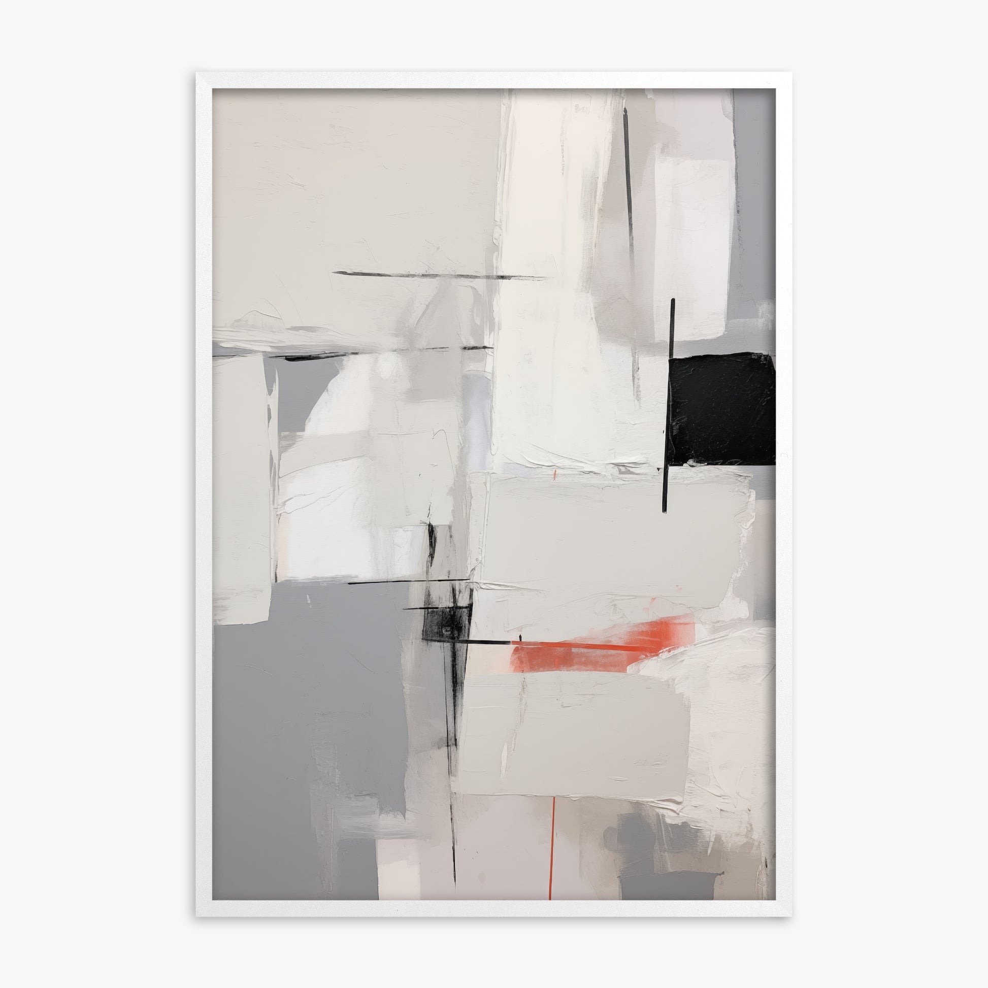 Urban Grid Blur, White Framed Poster With White Frame