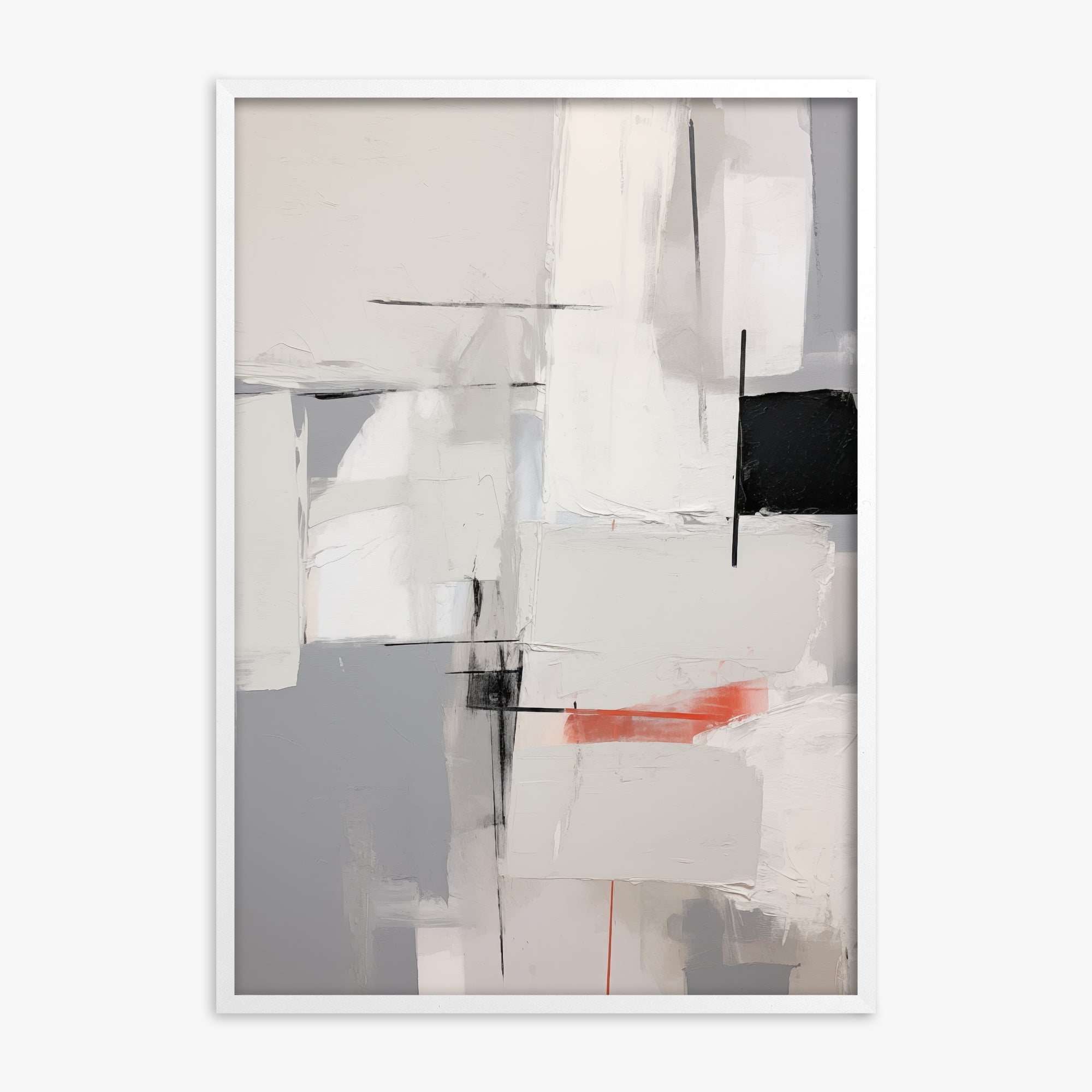 Urban Grid Blur, White Framed Poster With White Frame