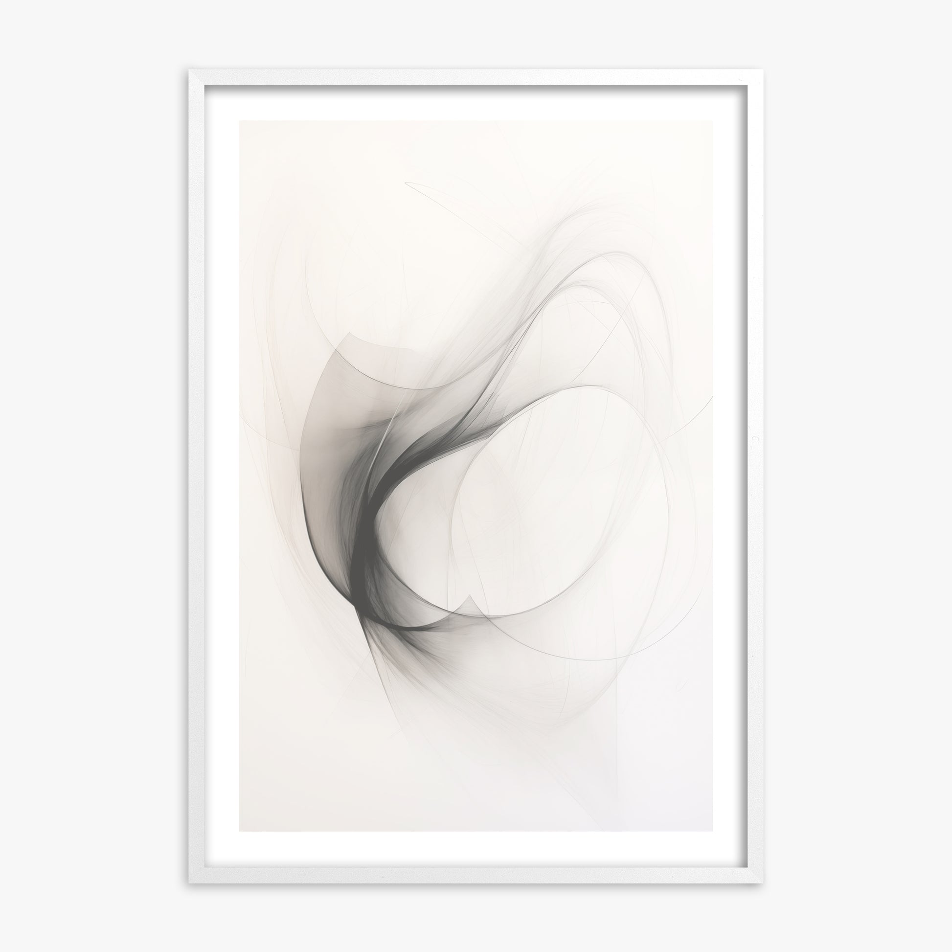 Ethereal Smoke Dance, 70x100cm Framed Poster With White Frame